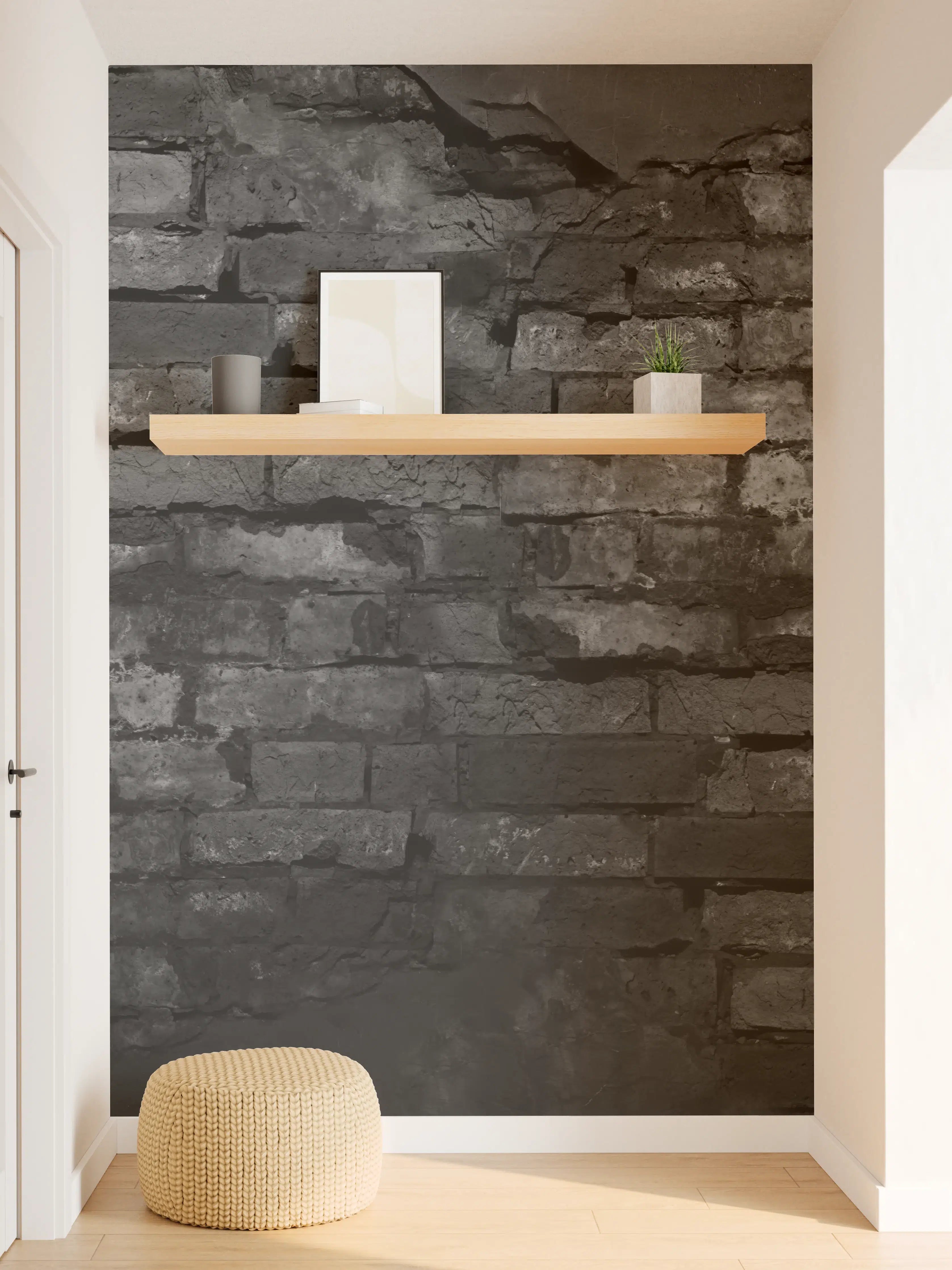 Wandverkleidung Flur - Schwarze alte Backsteinmauer