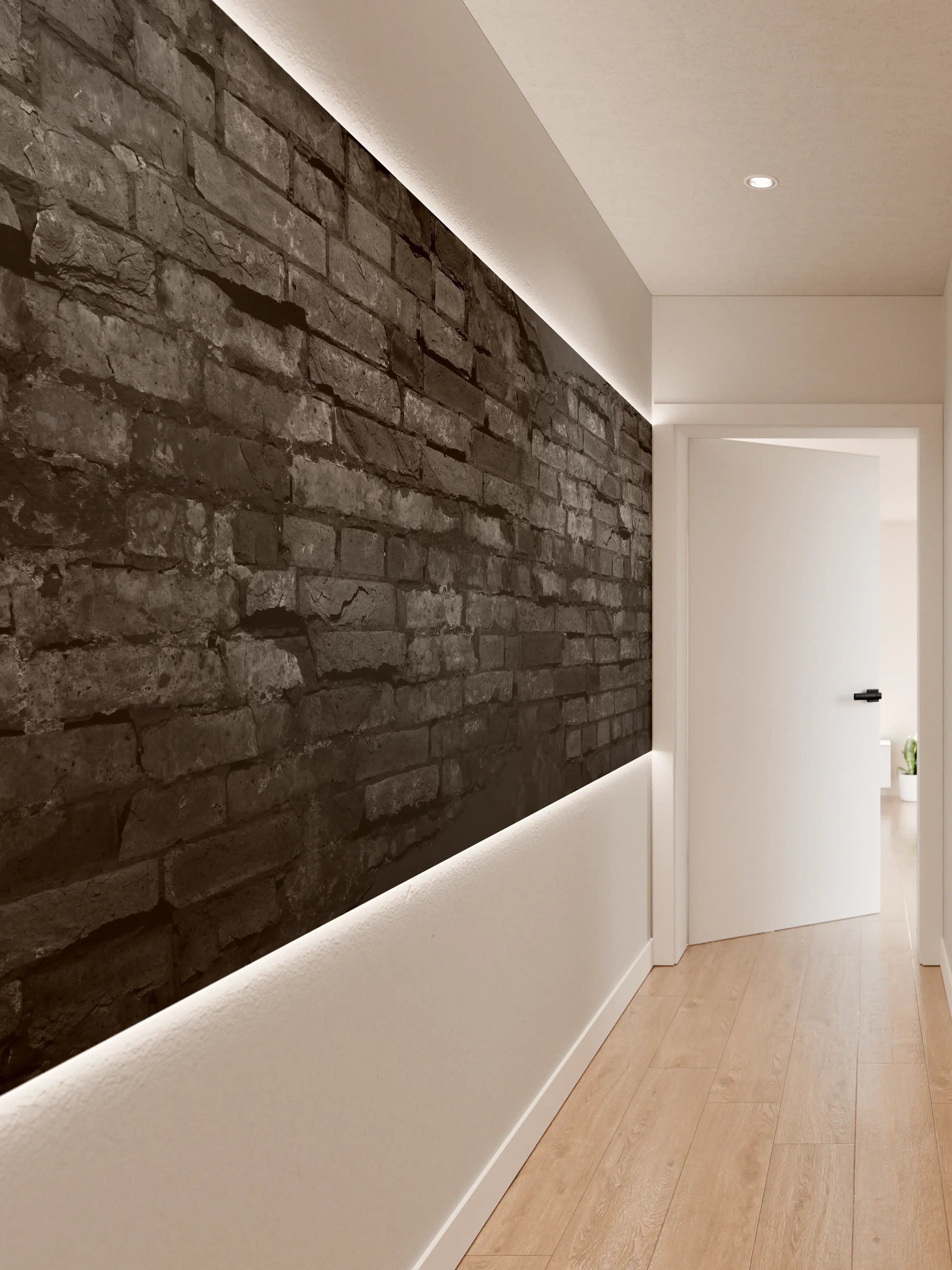 Wandverkleidung Flur - Schwarze alte Backsteinmauer