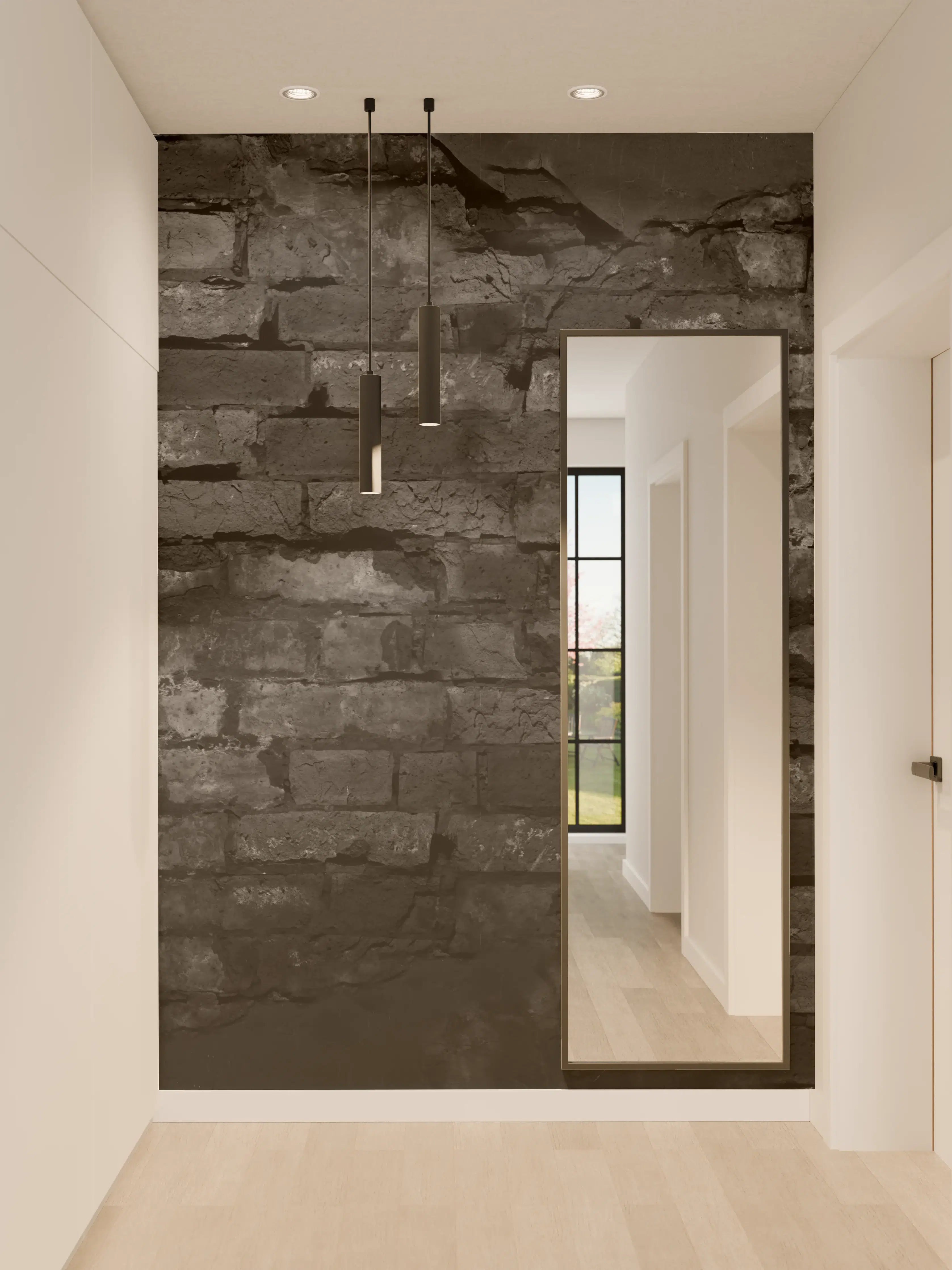 Wandverkleidung Flur - Schwarze alte Backsteinmauer