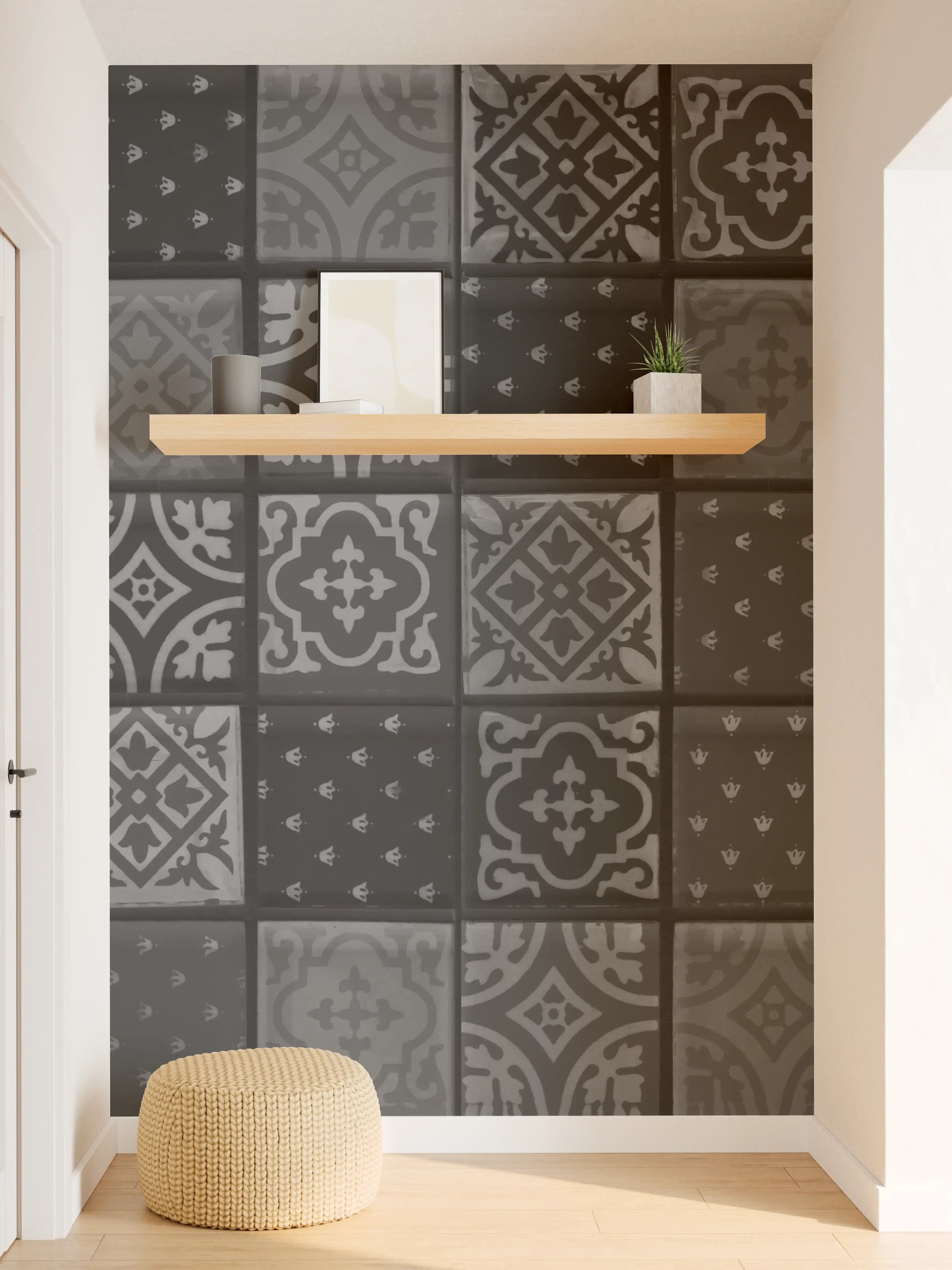 Wandverkleidung Flur - Schwarze anthrazit Fliesen