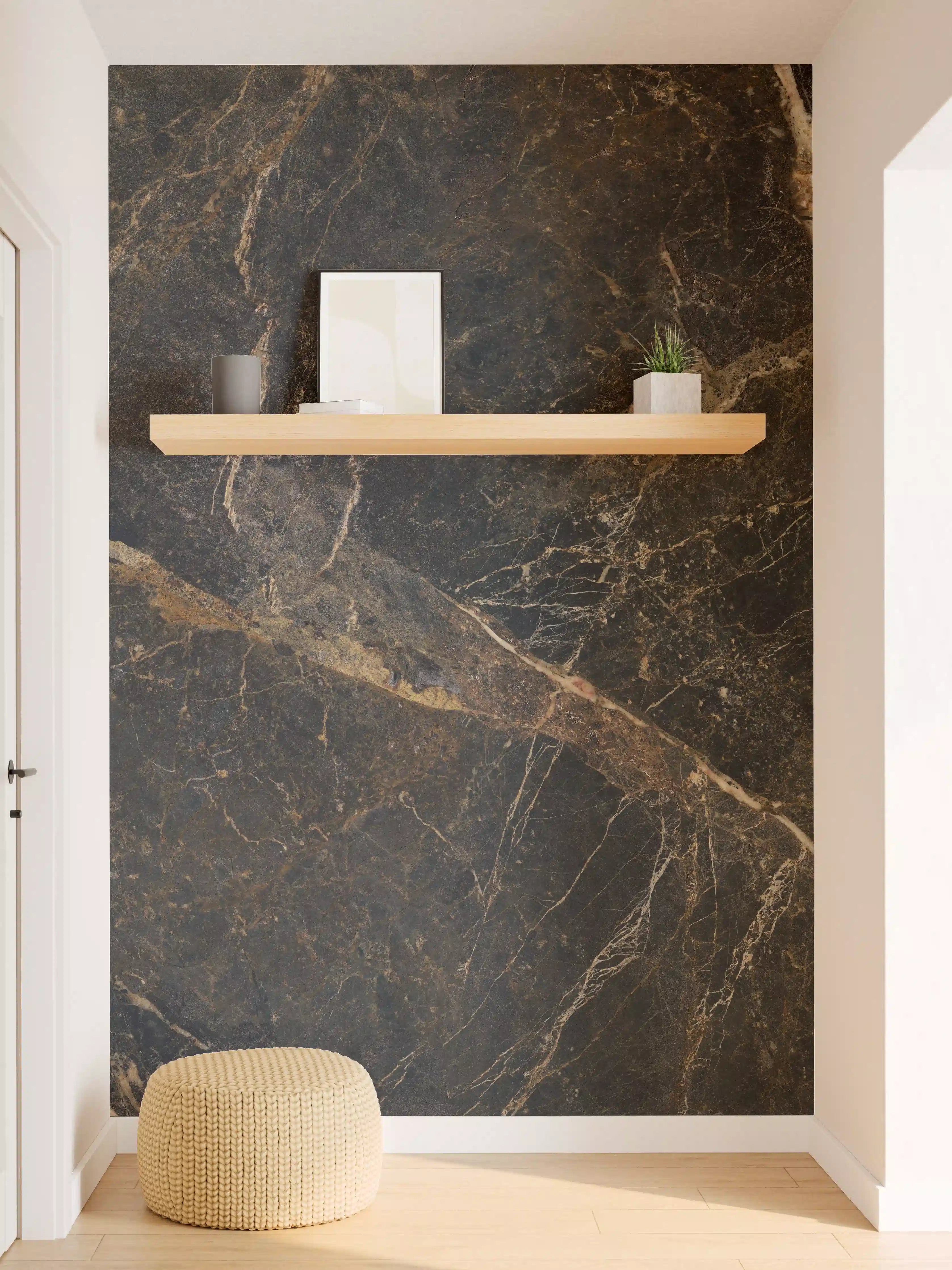 Wandverkleidung Flur - Schwarze edle Marmortextur