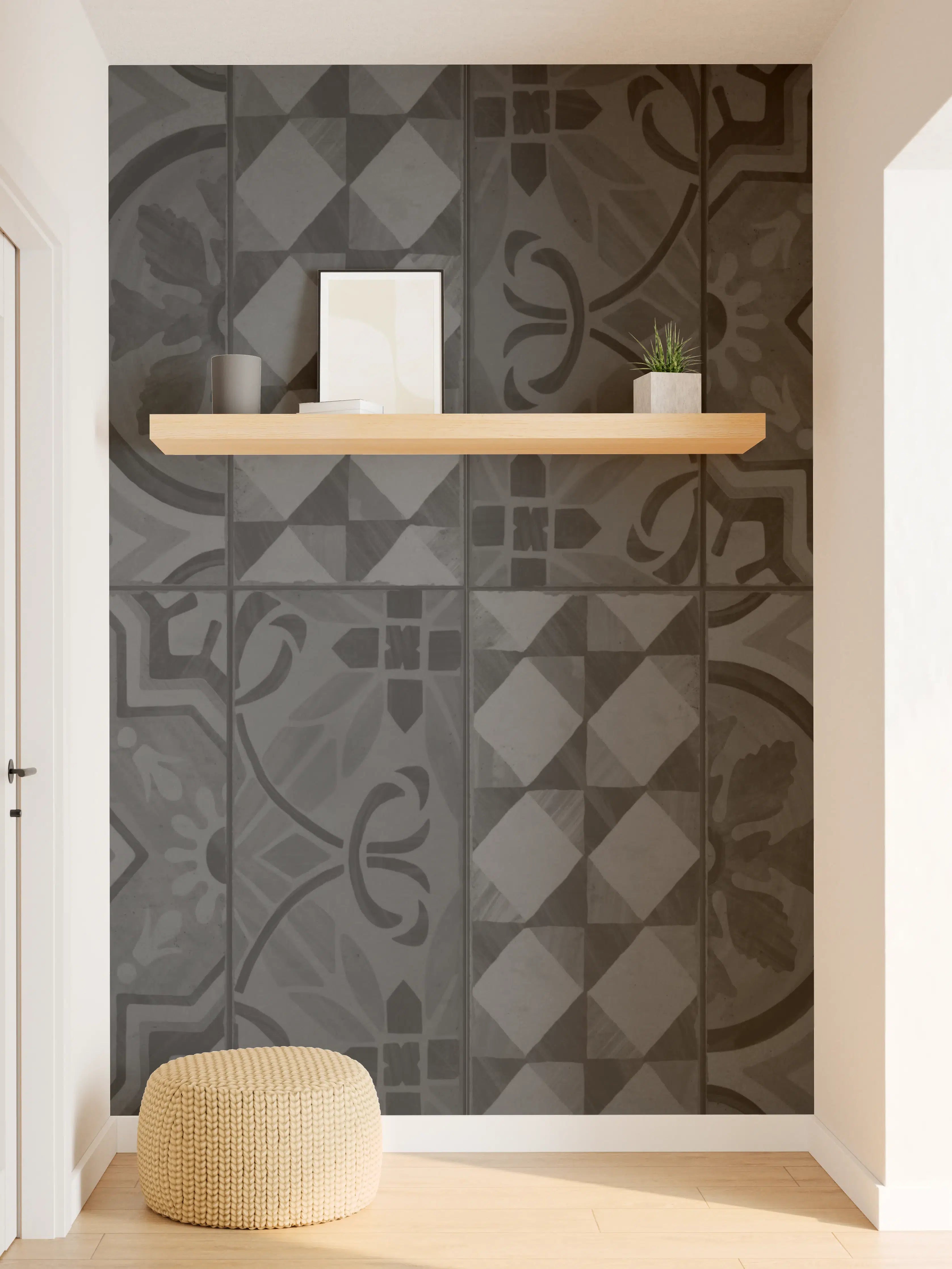 Wandverkleidung Flur - Schwarze geometrisch rechteckige Fliesen