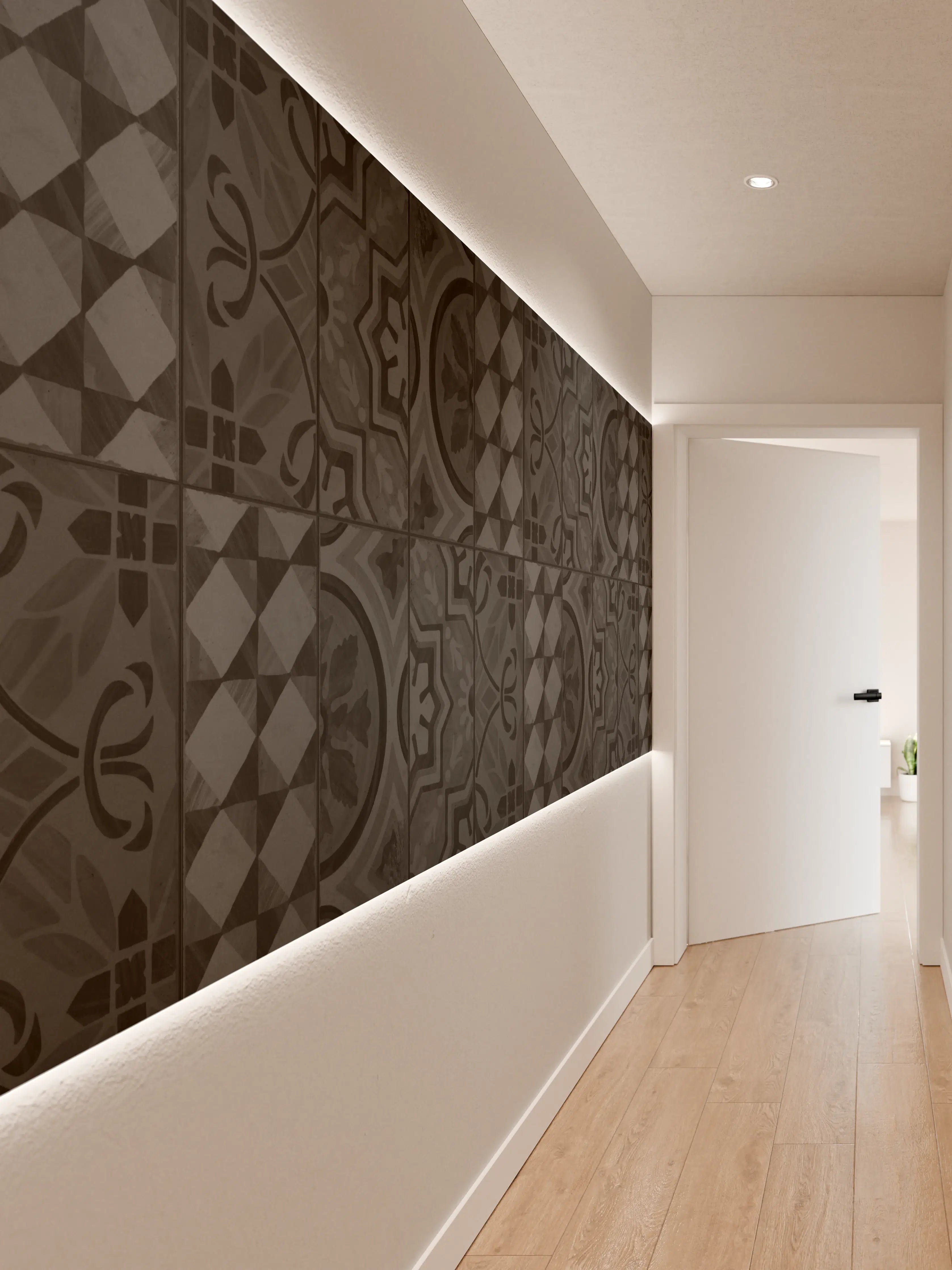 Wandverkleidung Flur - Schwarze geometrisch rechteckige Fliesen