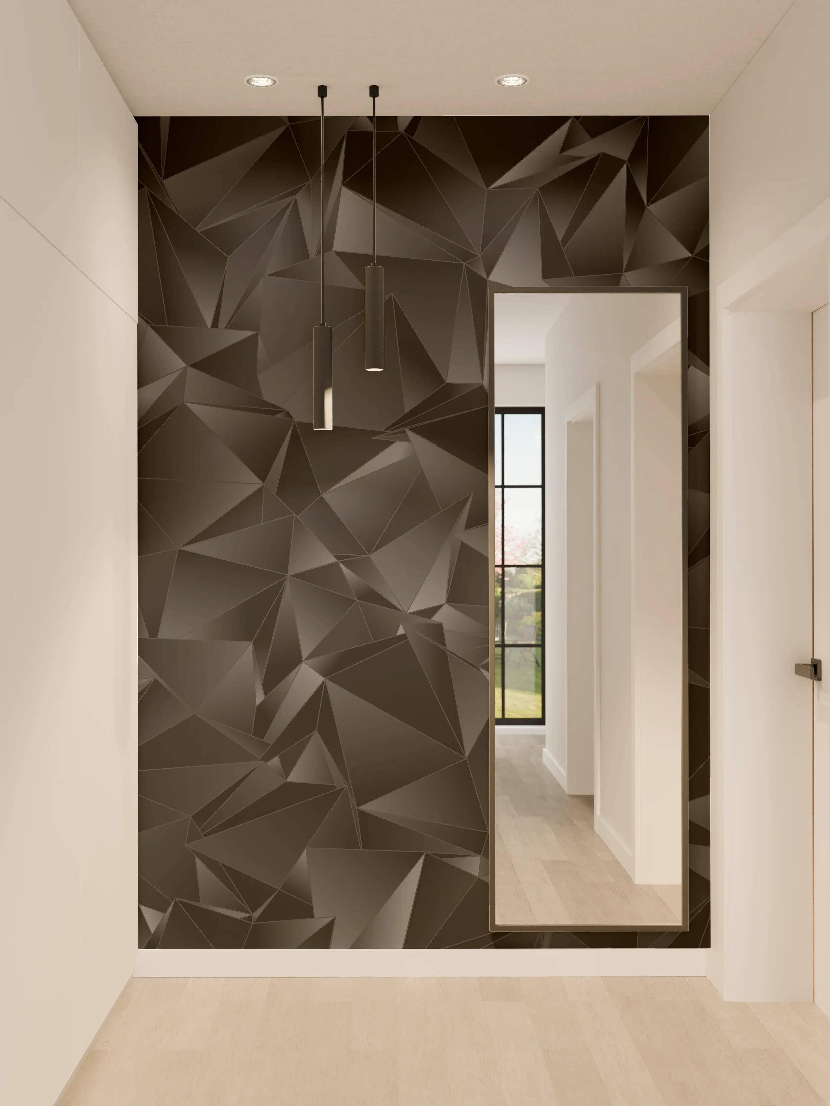 Wandverkleidung Flur - Schwarze geometrische Muster - Modernes Design
