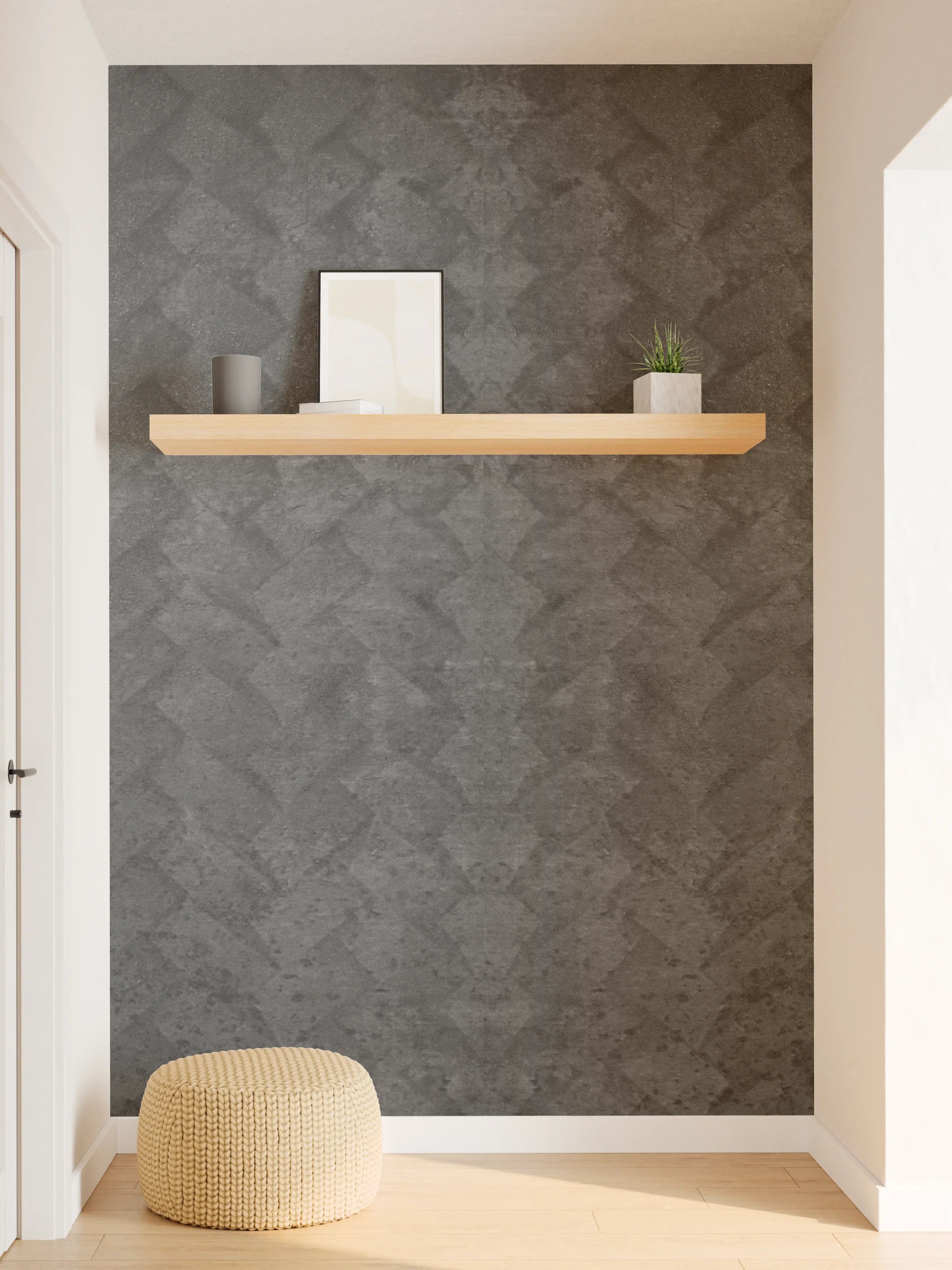 Wandverkleidung Flur - Schwarze geometrisches Betonwand