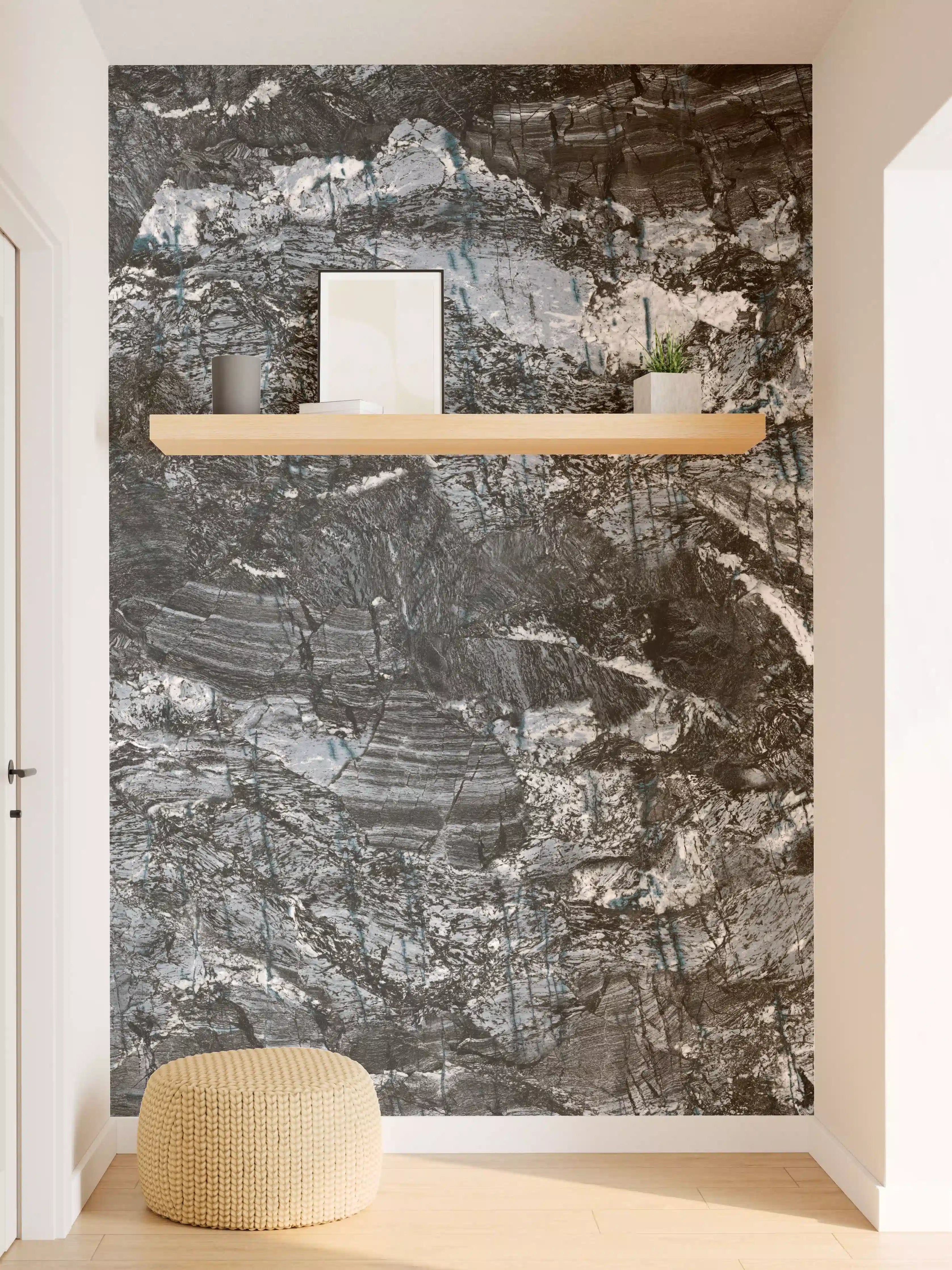 Wandverkleidung Flur - Schwarzer Marmor - Natur
