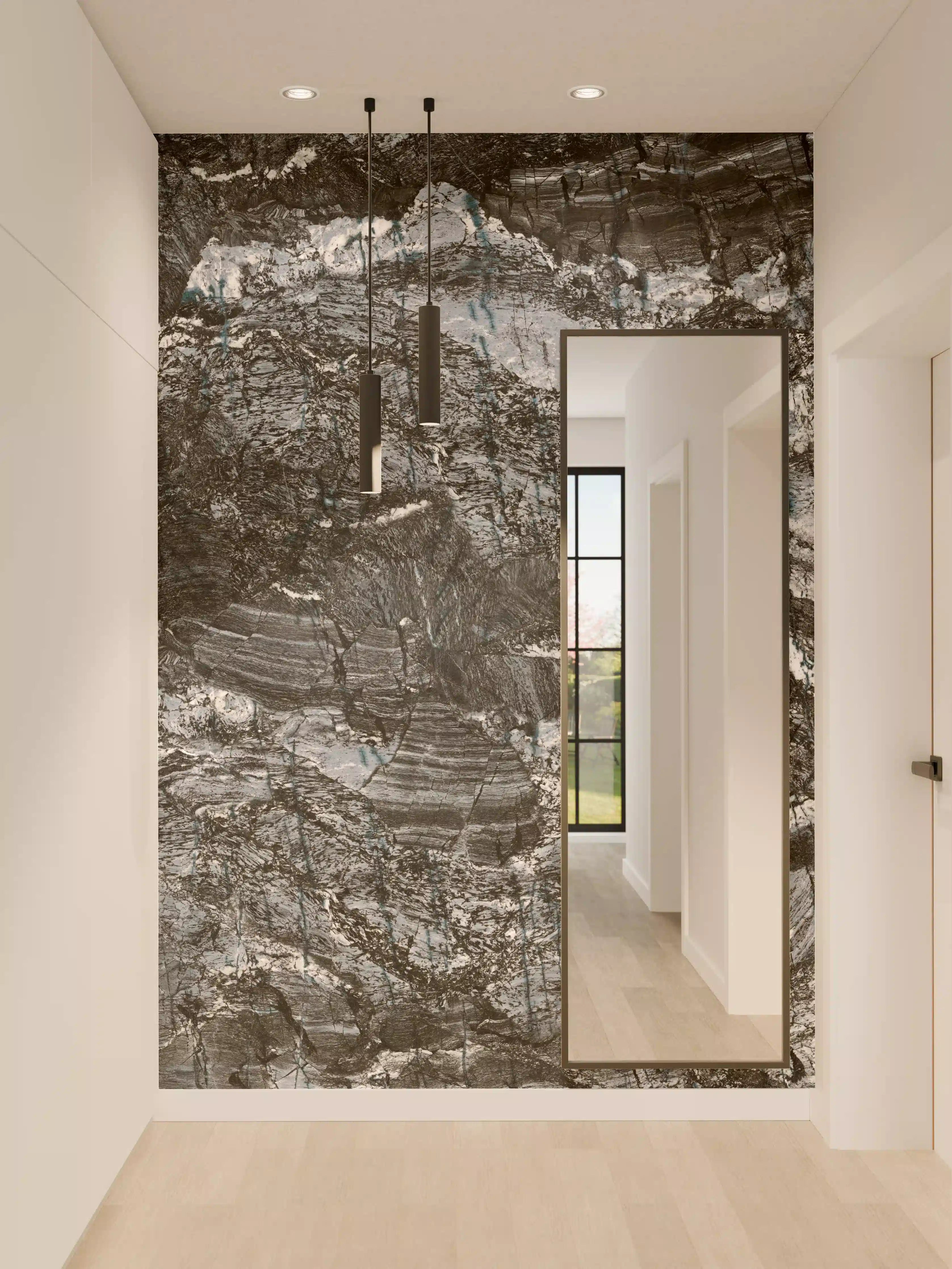 Wandverkleidung Flur - Schwarzer Marmor - Natur