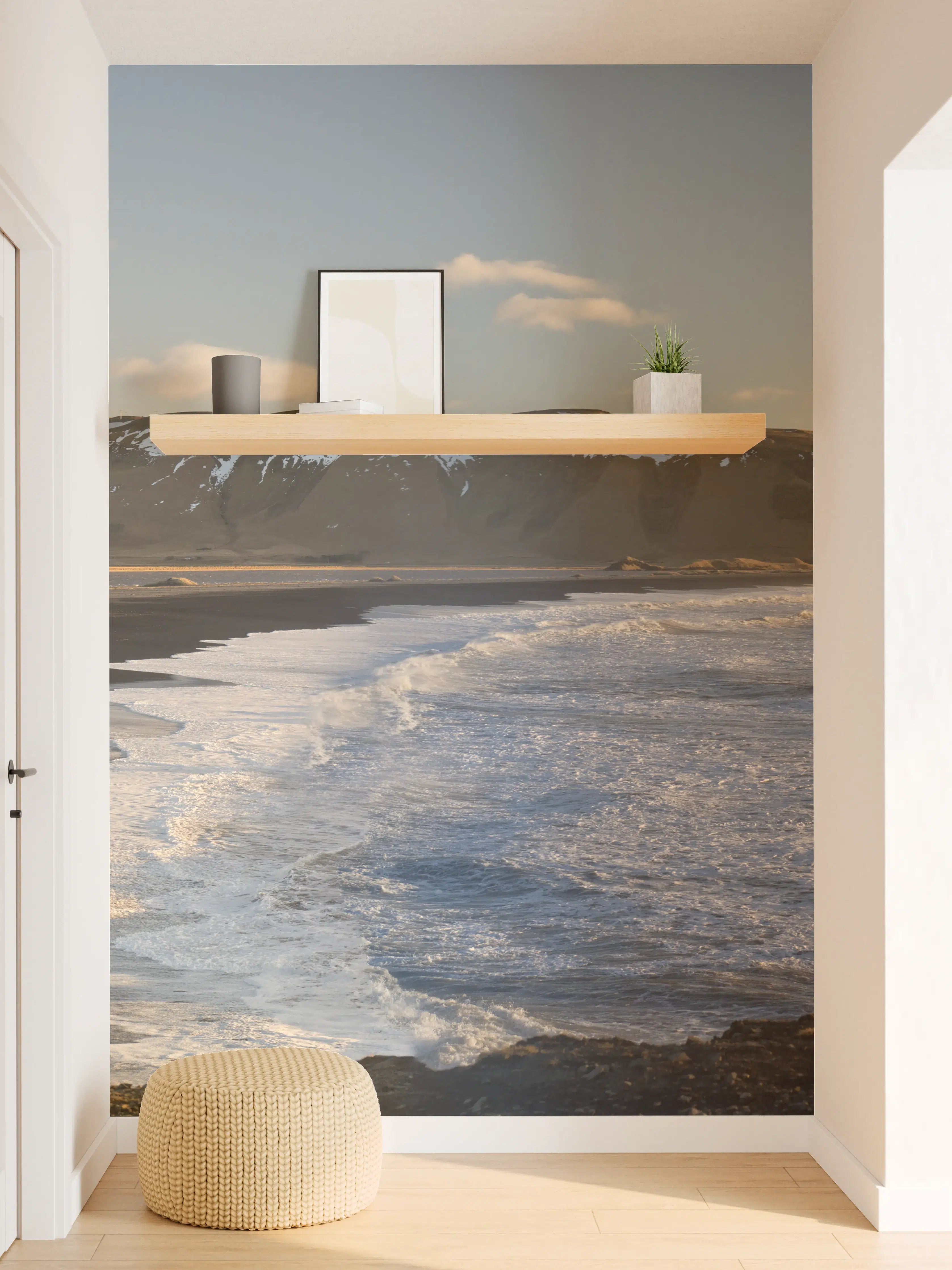 Wandverkleidung Flur - Schwarzer Strand von Dyrholaey