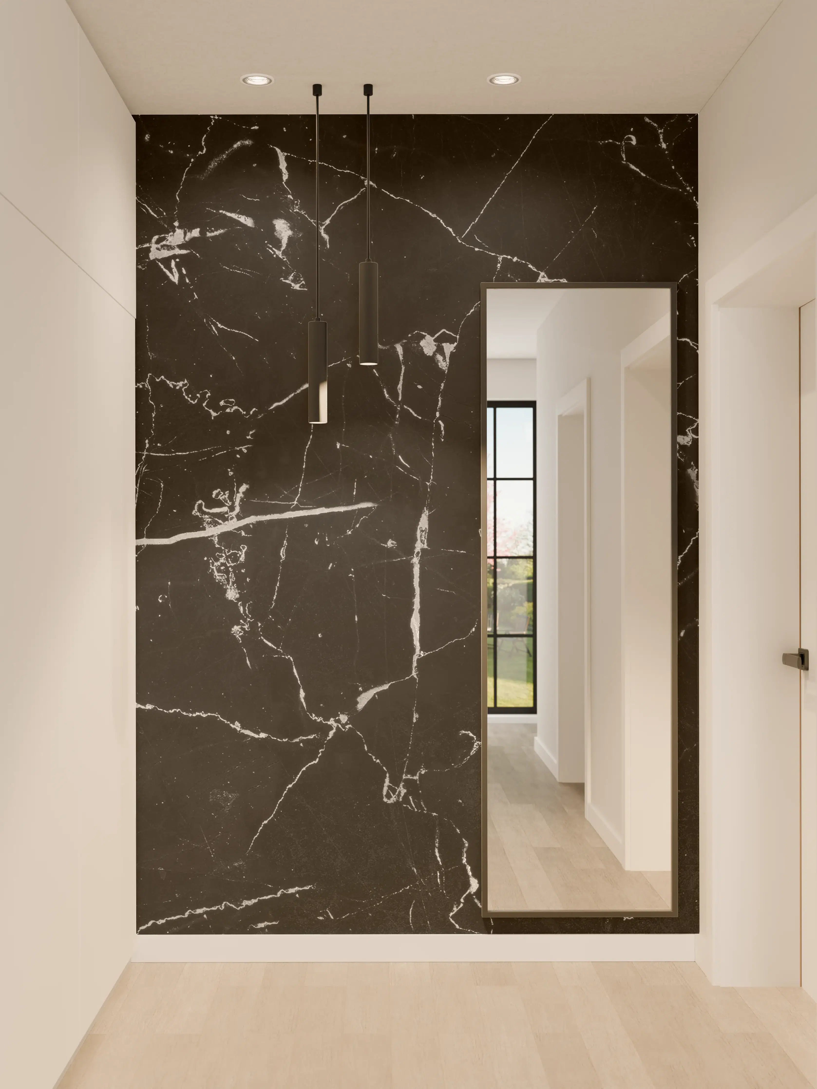 Wandverkleidung Flur - Schwarzer portoro Marmor