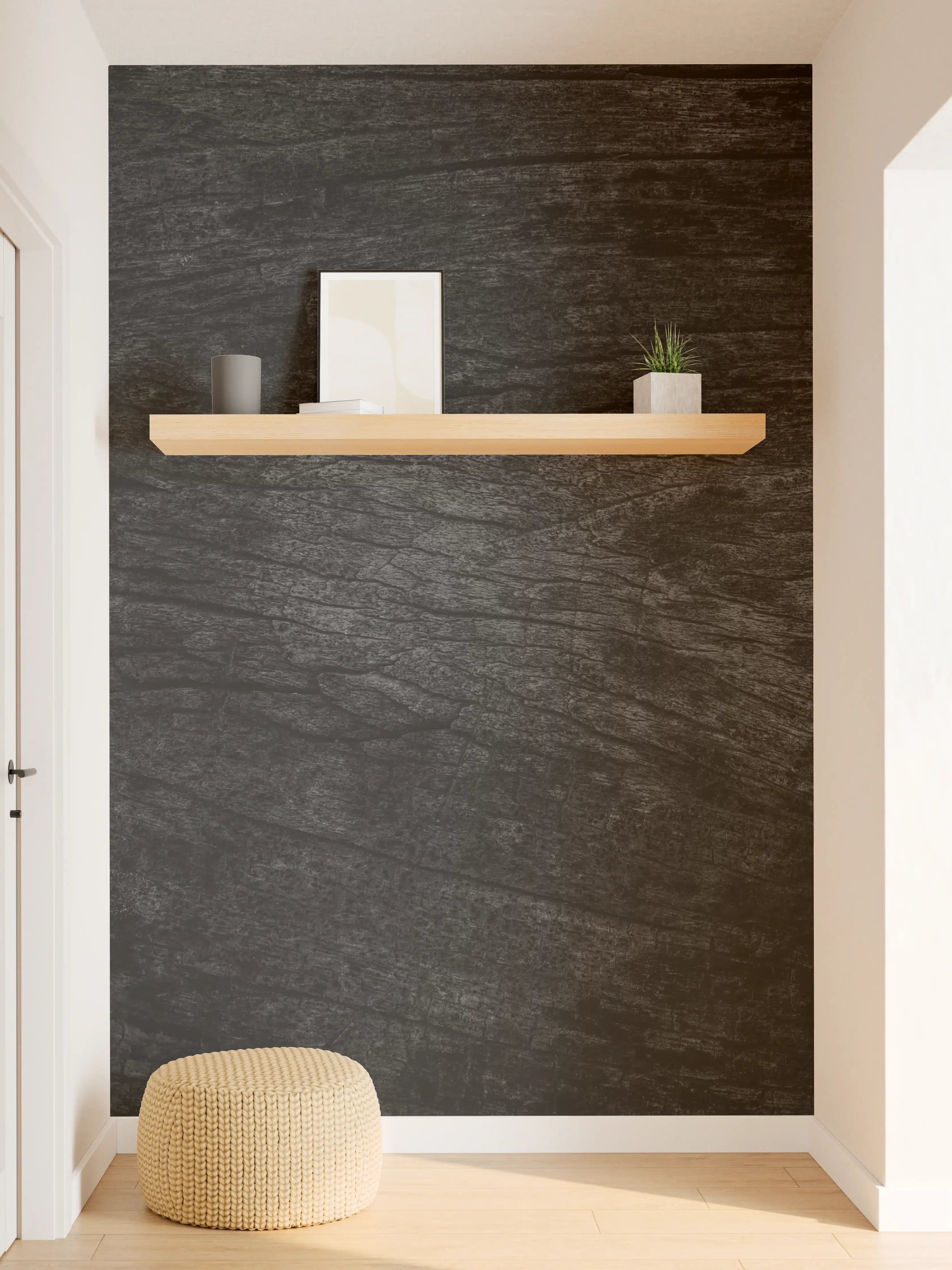 Wandverkleidung Flur - Schwarzes Holz Muster mit Textur