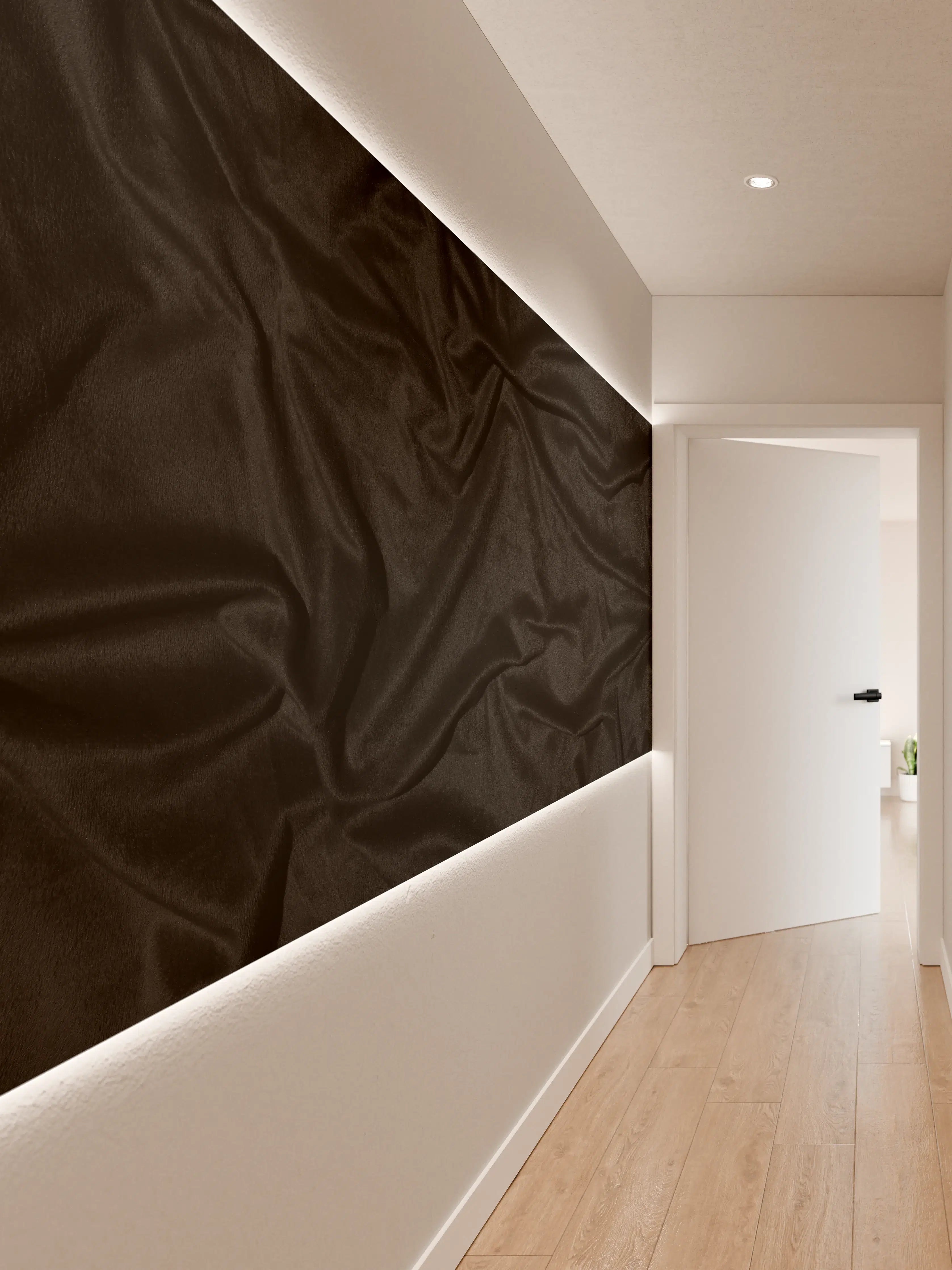 Wandverkleidung Flur - Schwarzes Satin Seiden Tuch