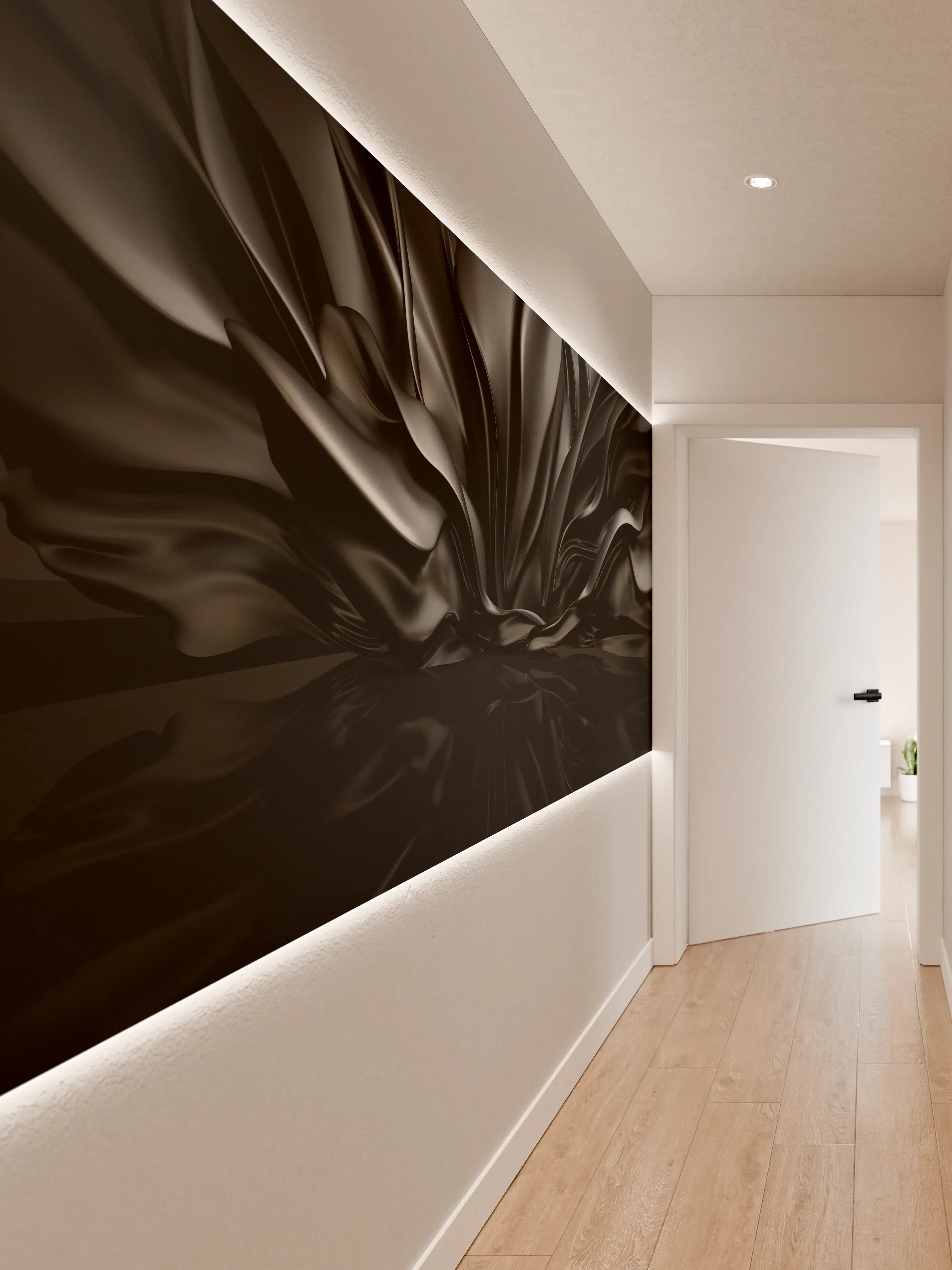 Wandverkleidung Flur - Schwarzes, elegantes Stoff-Design