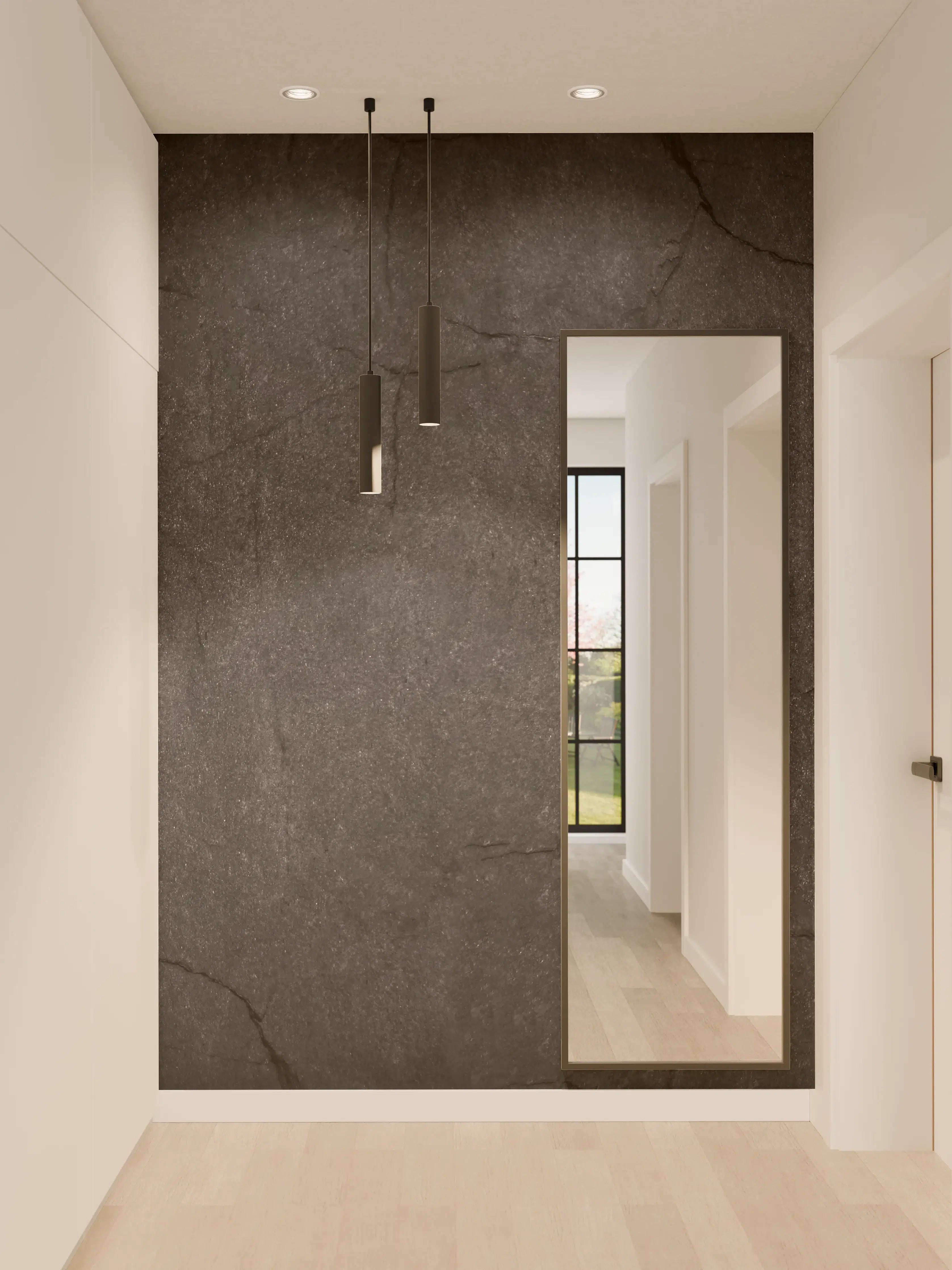 Wandverkleidung Flur - Schwarzgraue, alte Wand mit Rissen