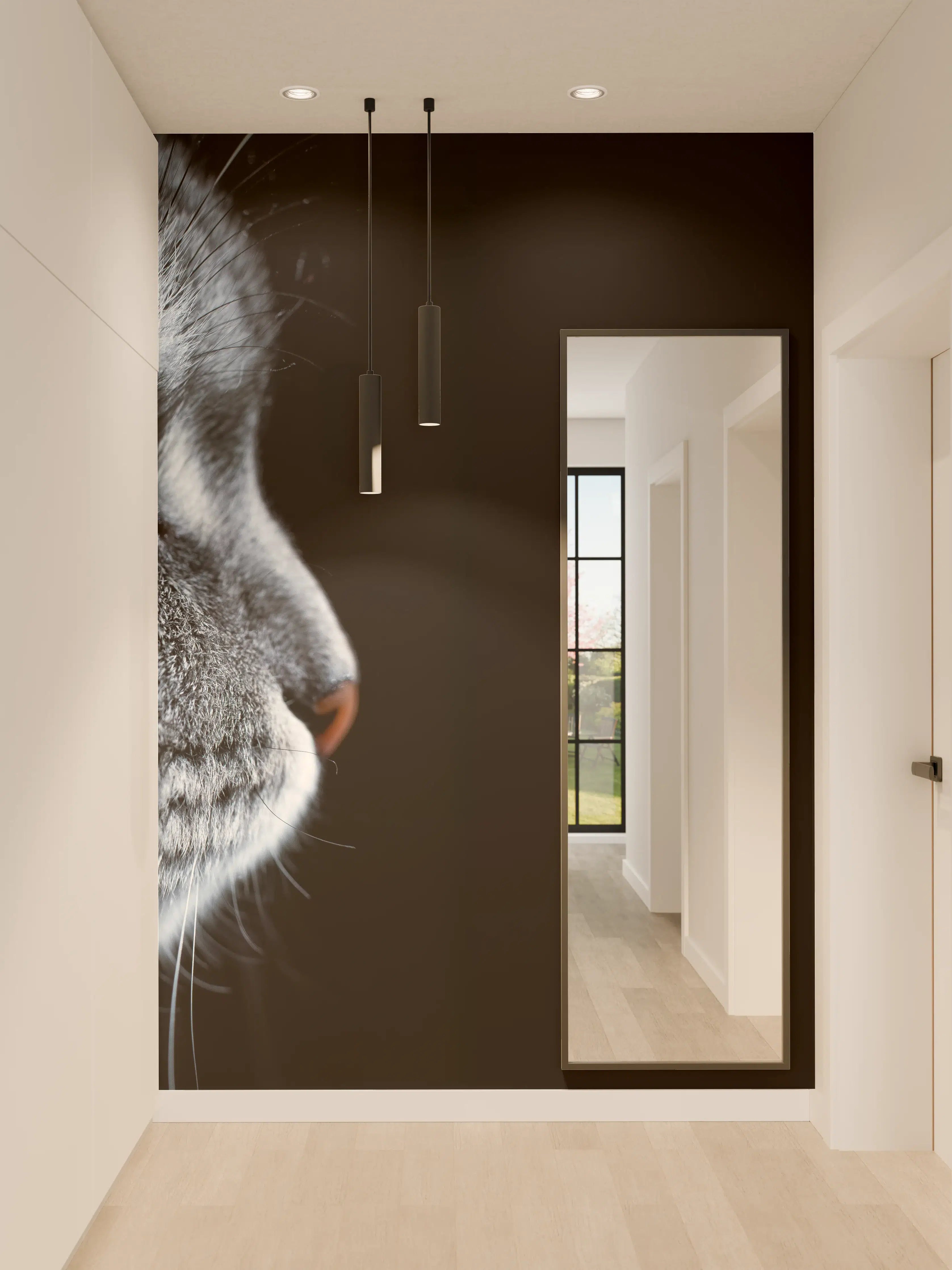Wandverkleidung Flur - Seitliches Katzen-Portrait