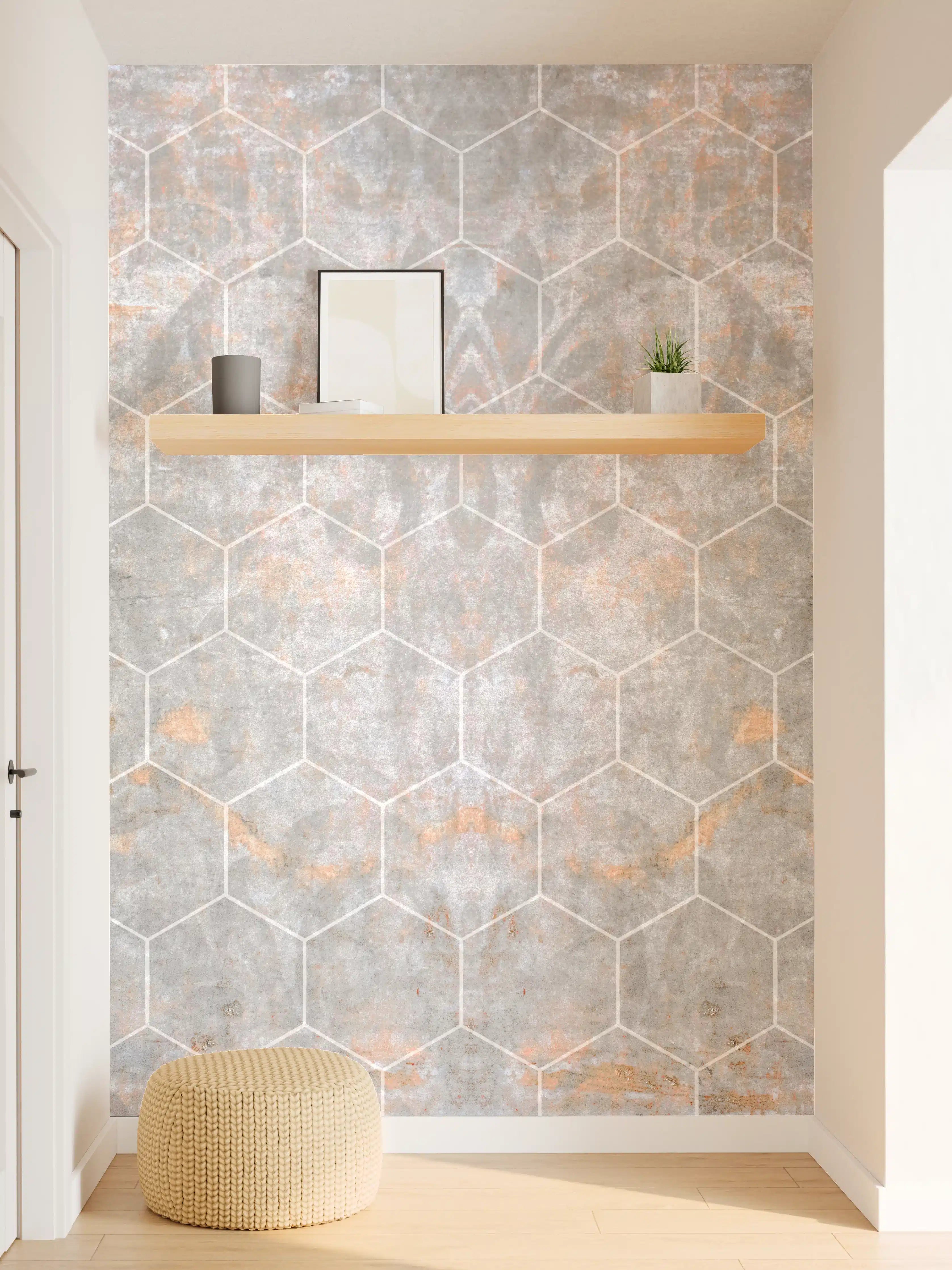 Wandverkleidung Flur - Shabby Grau-Weiße Fliesentextur