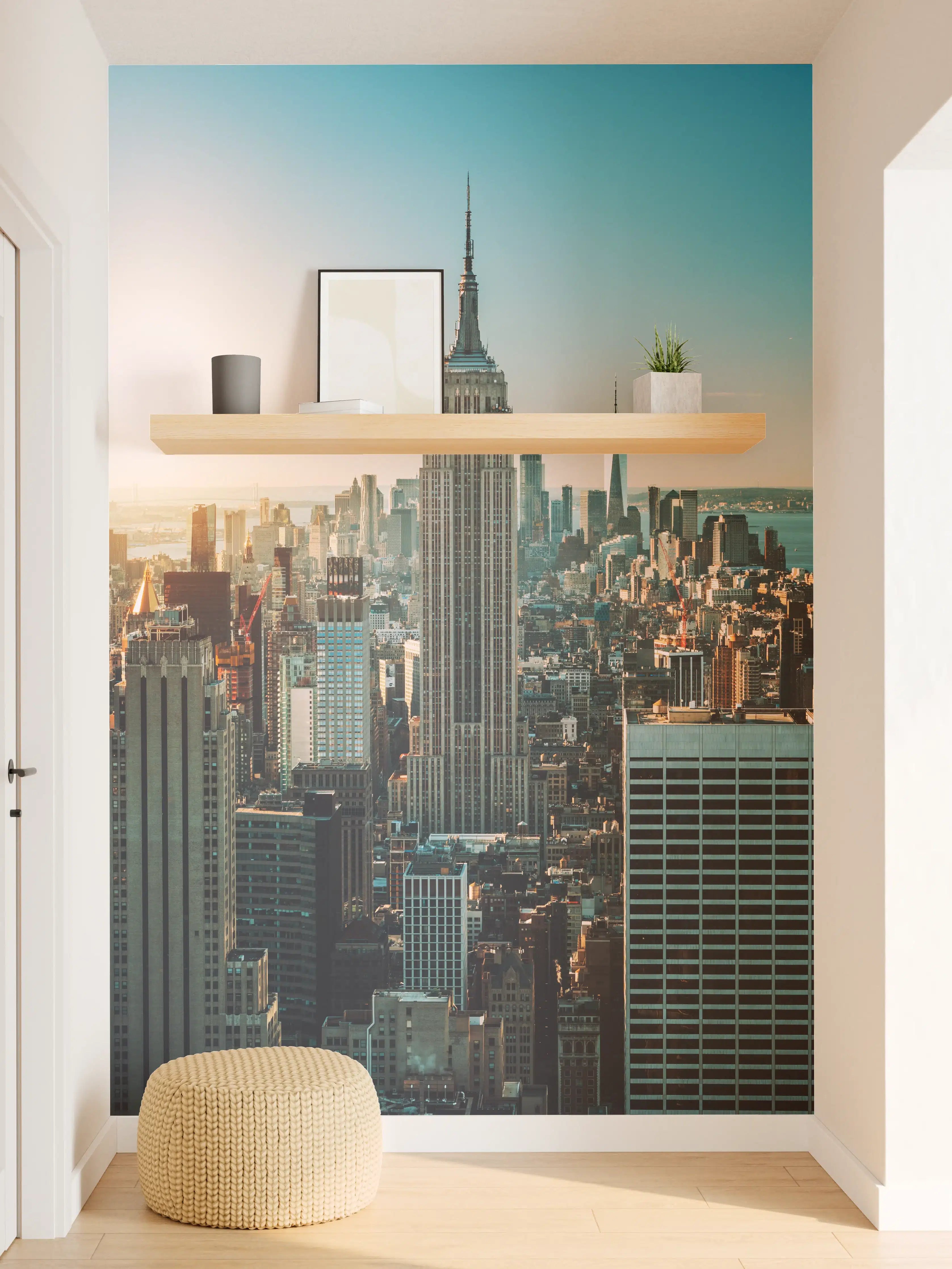 Wandverkleidung Flur - Skyline New York bei Sonnenuntergang