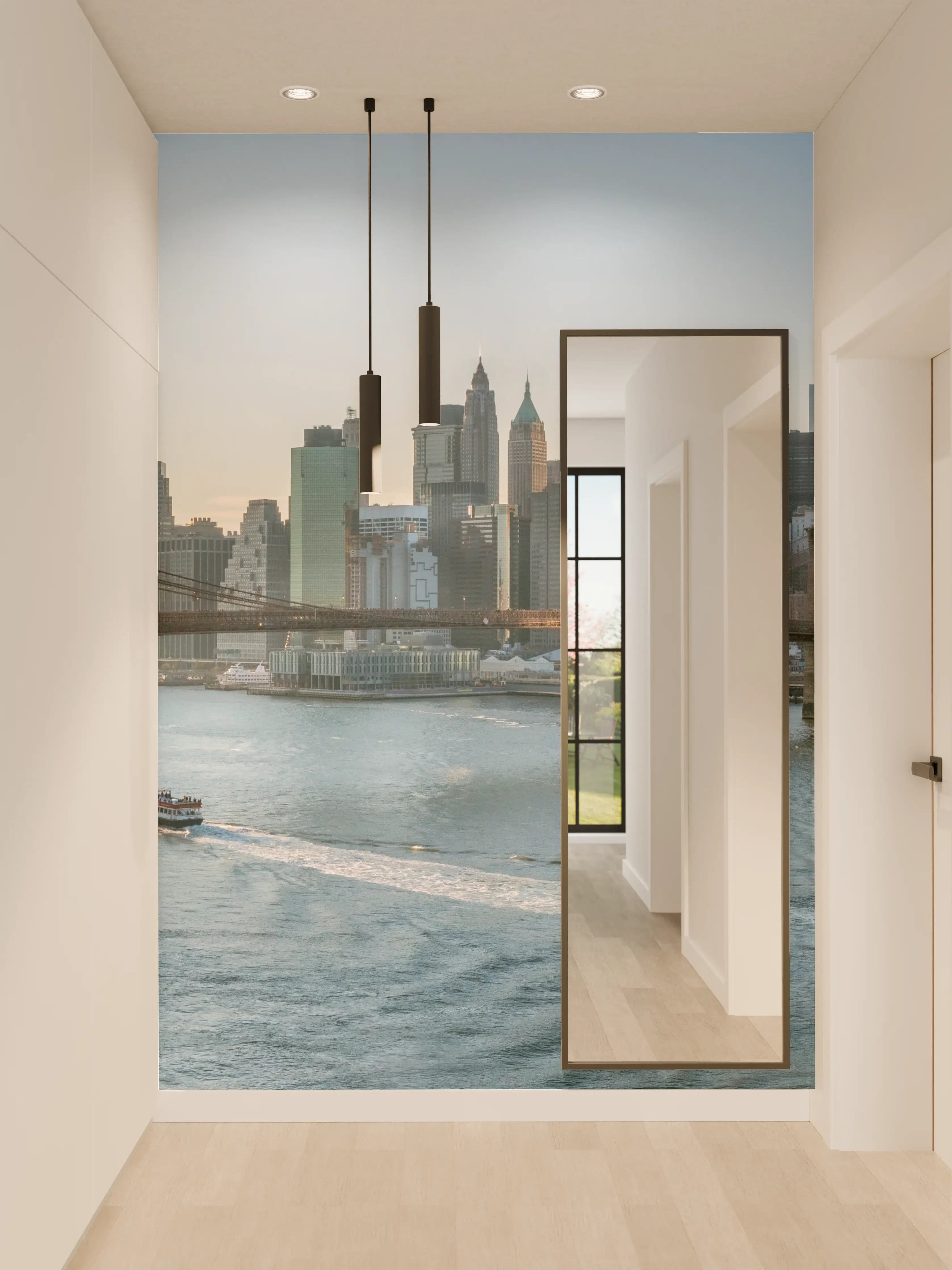 Wandverkleidung Flur - Skyline von New York City - Brooklyn Bridge