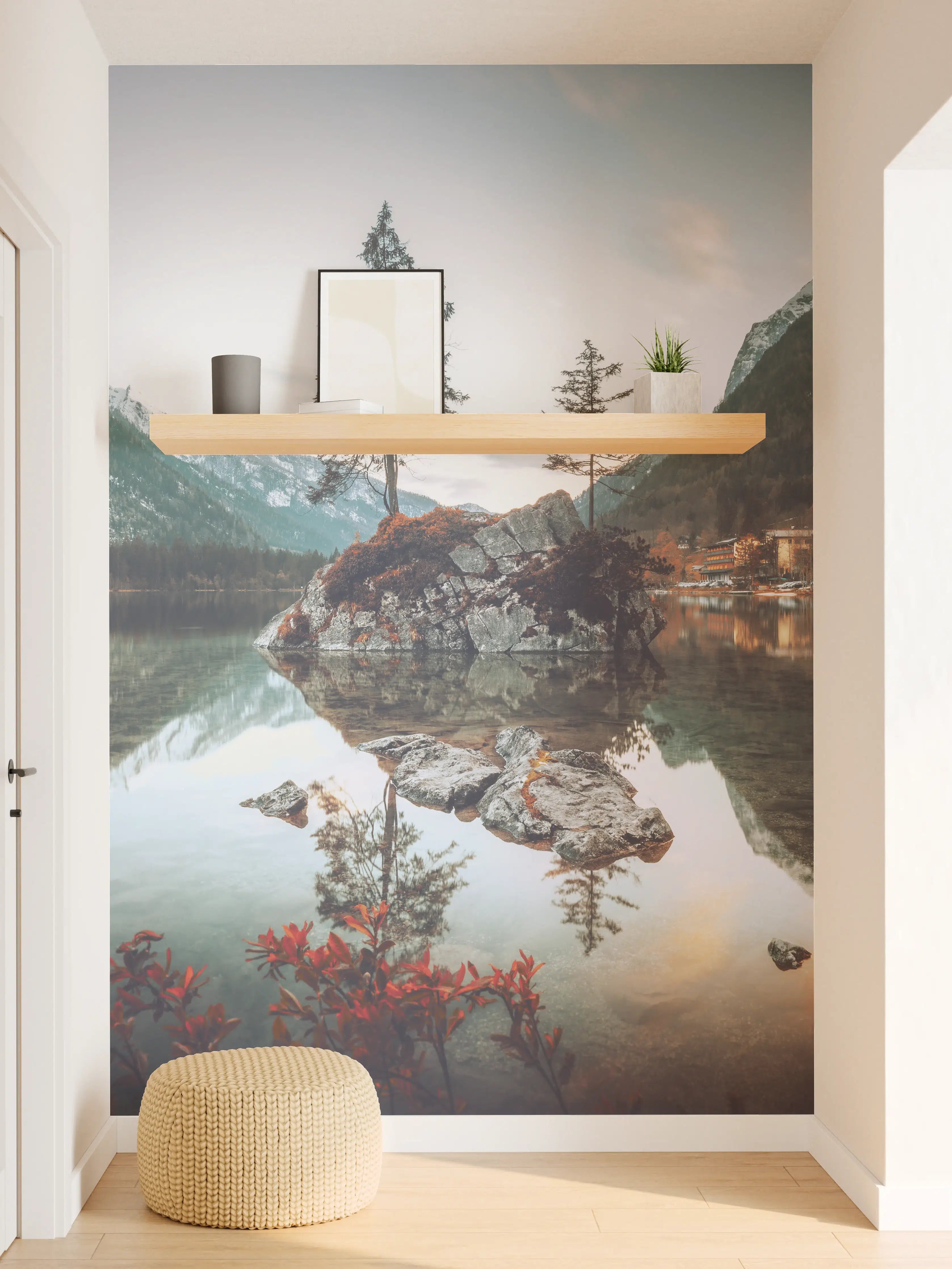 Wandverkleidung Flur - Sommerliche Berg- und Seelandschaft