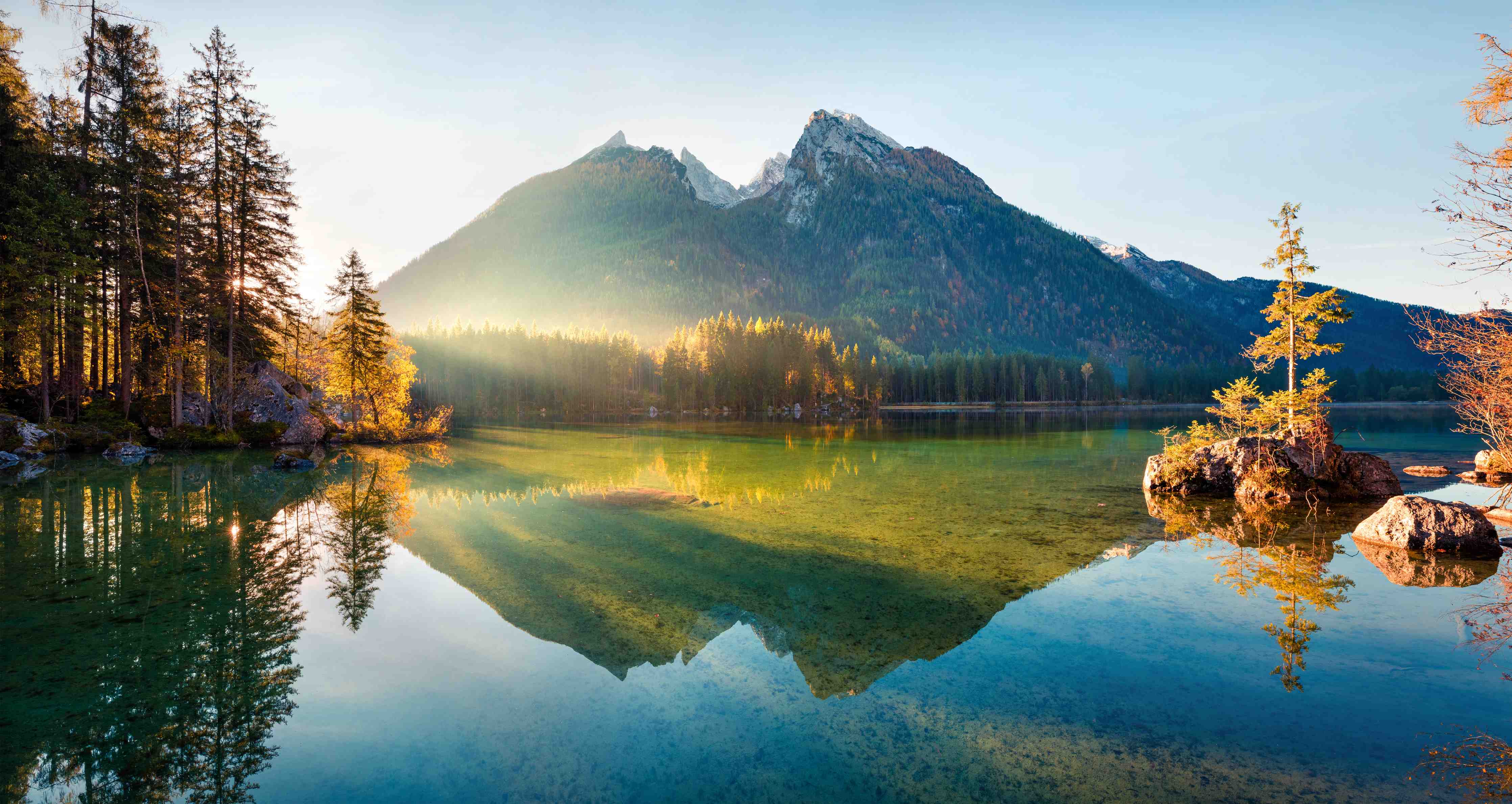 Wandverkleidung Flur-Sonnenaufgang am Hintersee