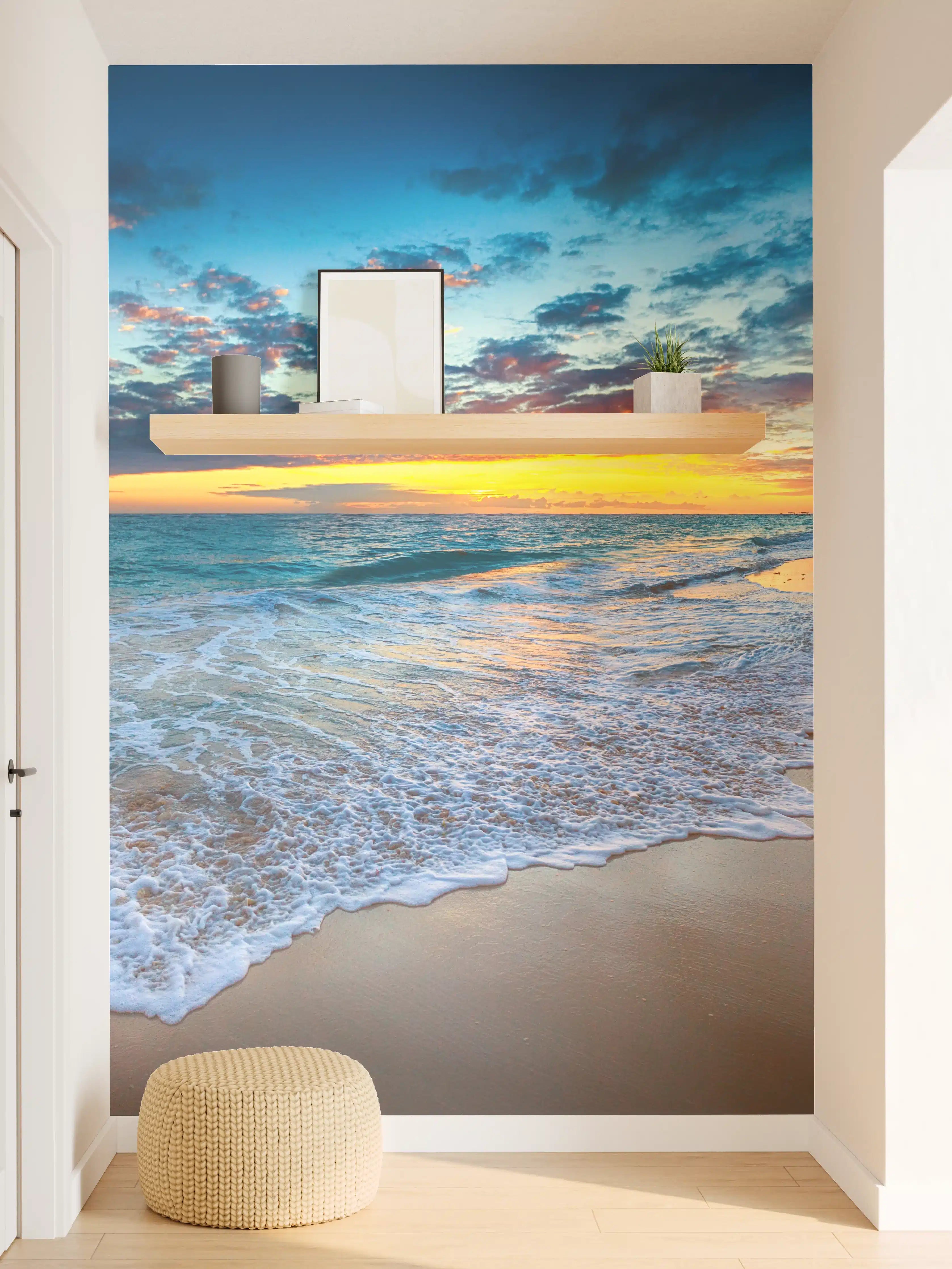 Wandverkleidung Flur - Sonnenaufgang über dem Strand