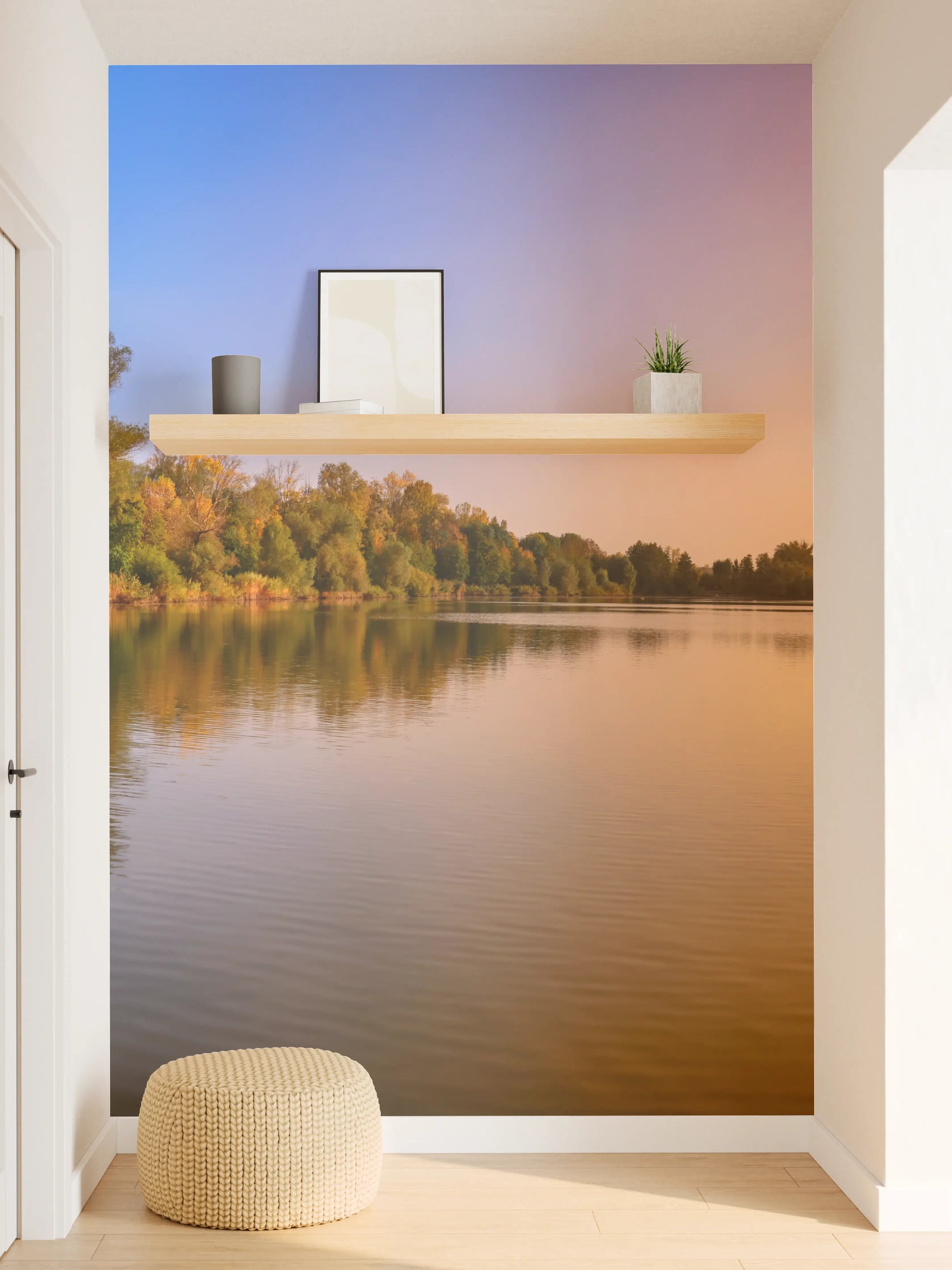 Wandverkleidung Flur - Sonnenuntergang am See