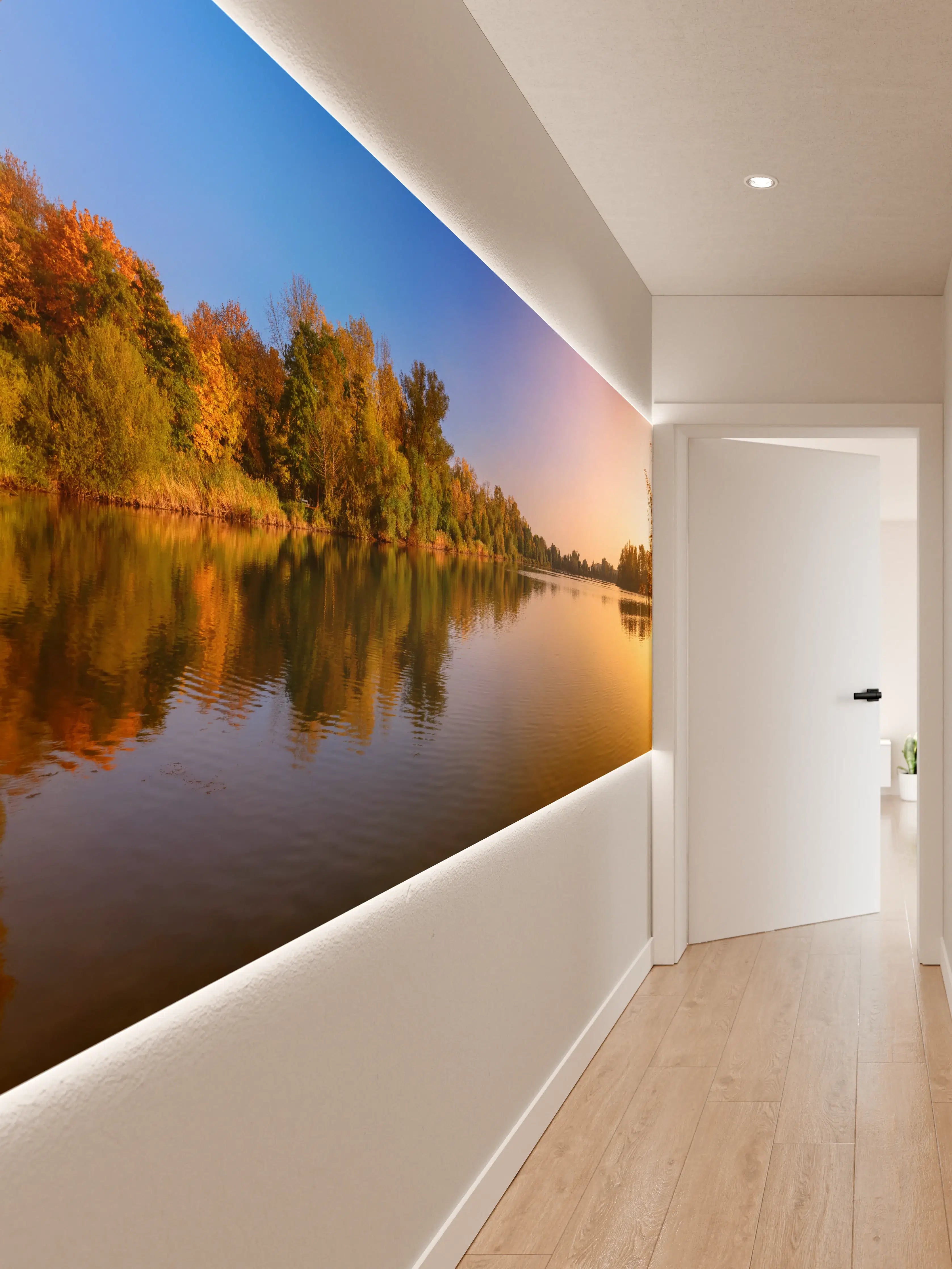 Wandverkleidung Flur - Sonnenuntergang am See