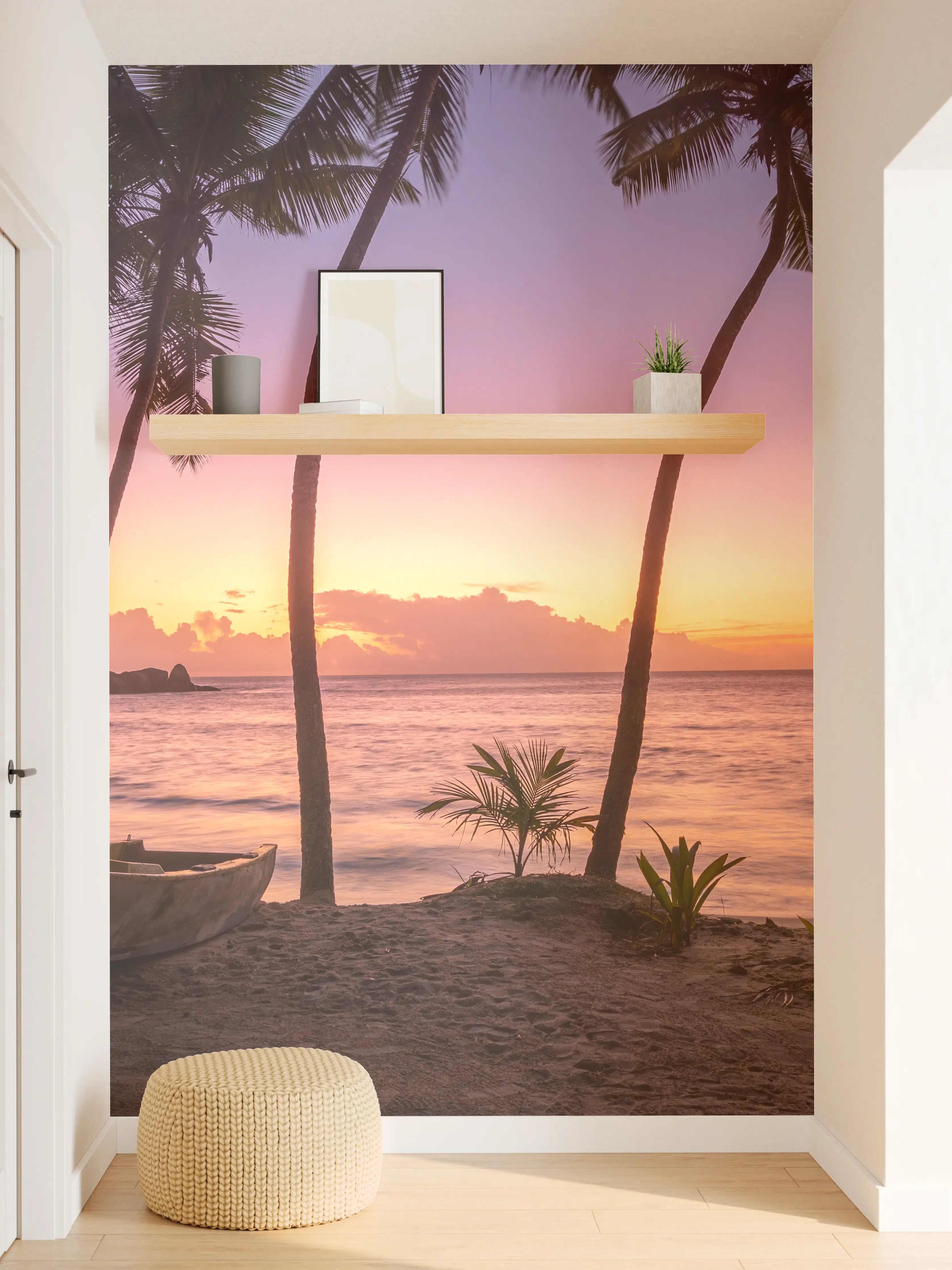 Wandverkleidung Flur - Sonnenuntergang am Strand Anse Takamaka
