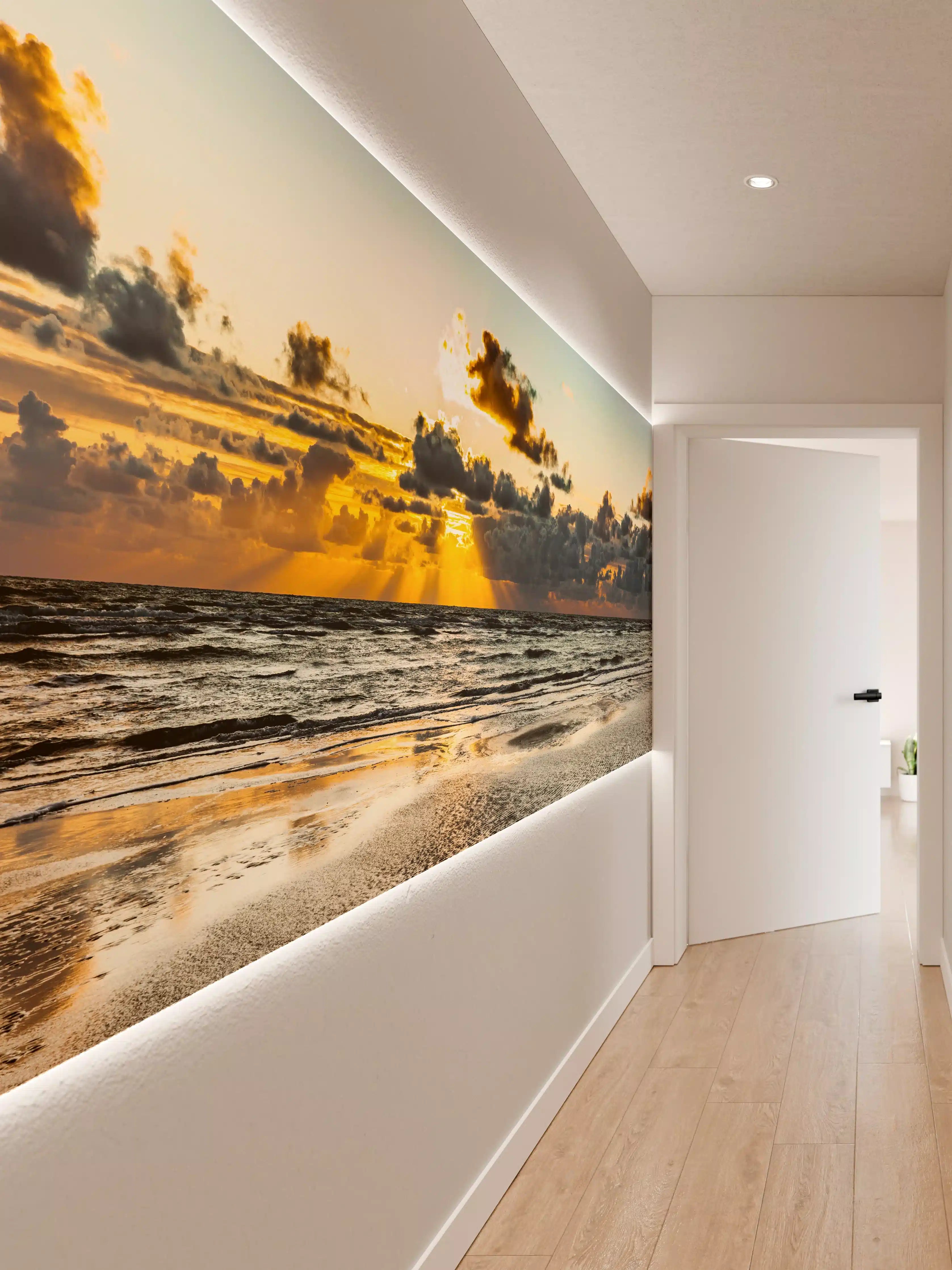 Wandverkleidung Flur - Sonnenuntergang am ruhigen Meer