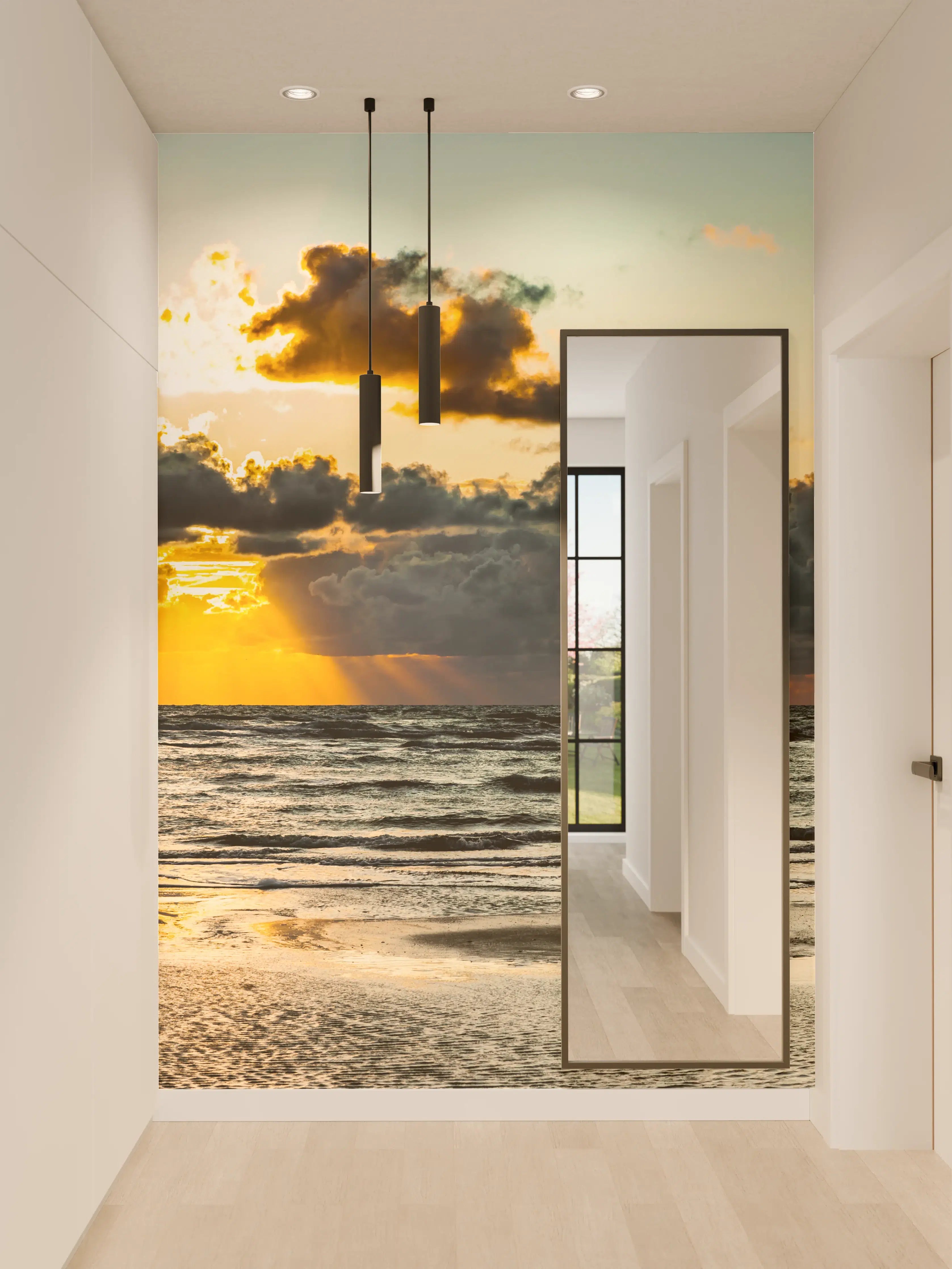 Wandverkleidung Flur - Sonnenuntergang am ruhigen Meer