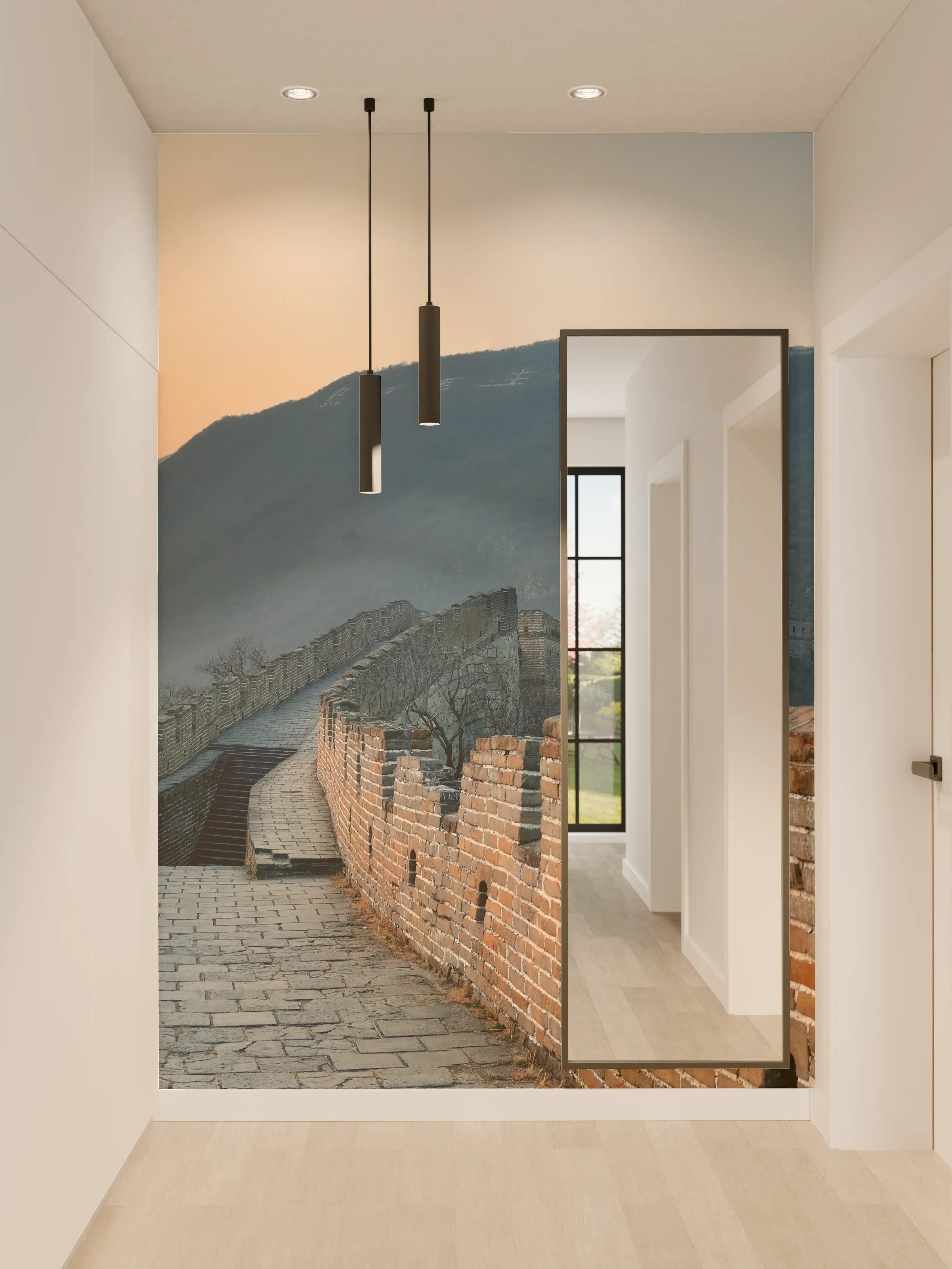 Wandverkleidung Flur - Sonnenuntergang an der Großen Mauer