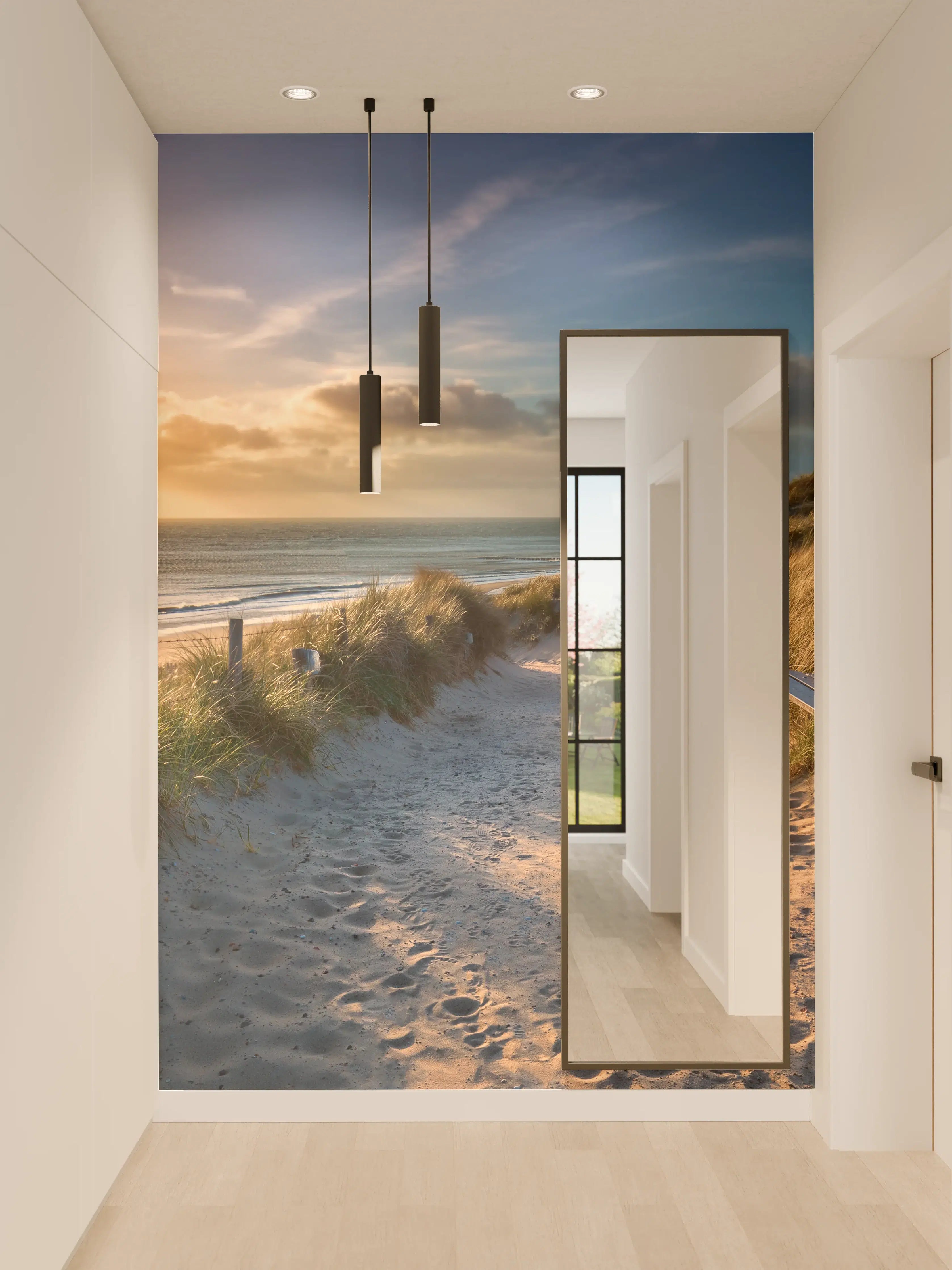 Wandverkleidung Flur - Sonnenuntergang an der Strandpromenade