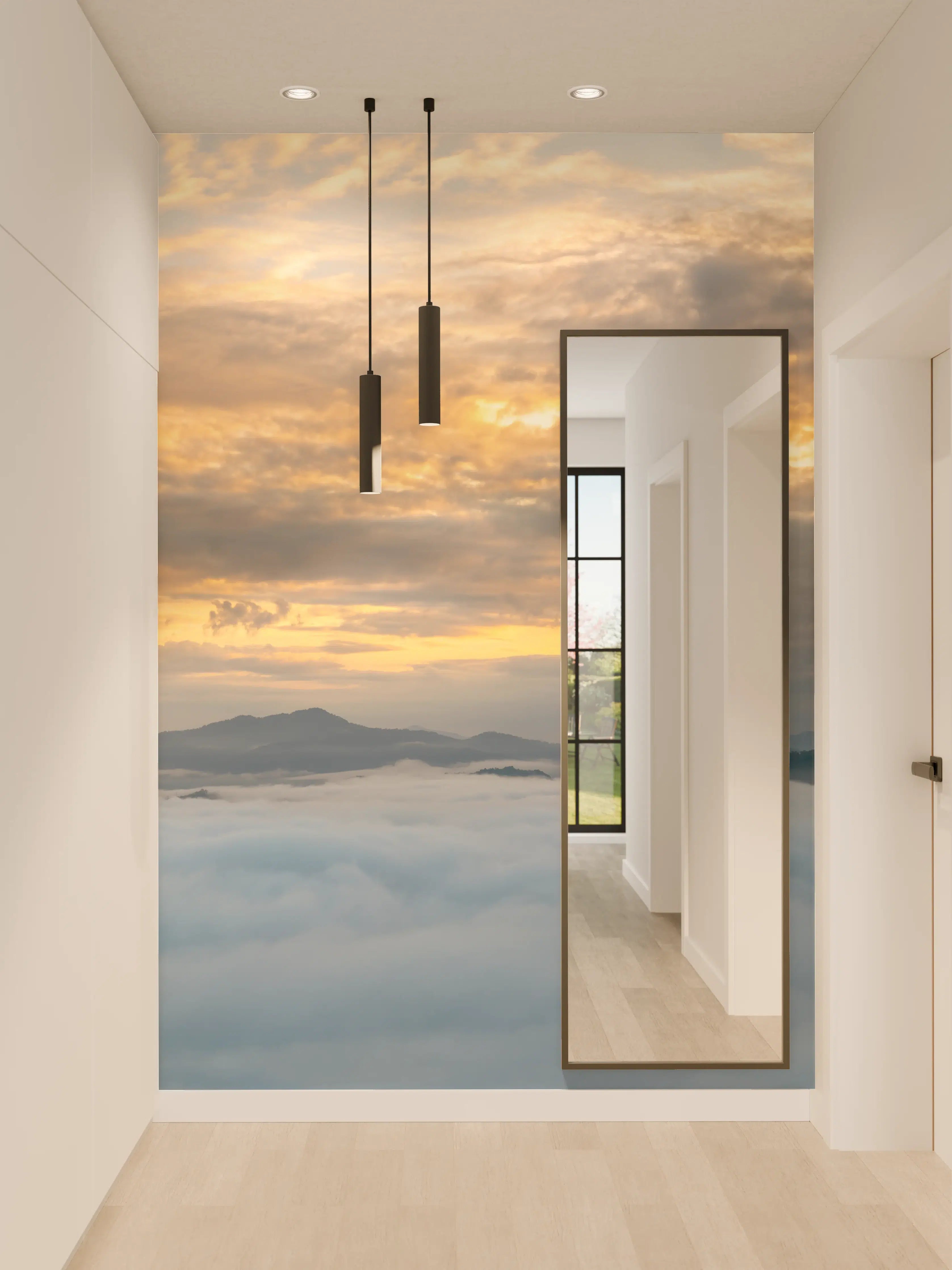 Wandverkleidung Flur - Sonnenuntergang über Wolkenmeer