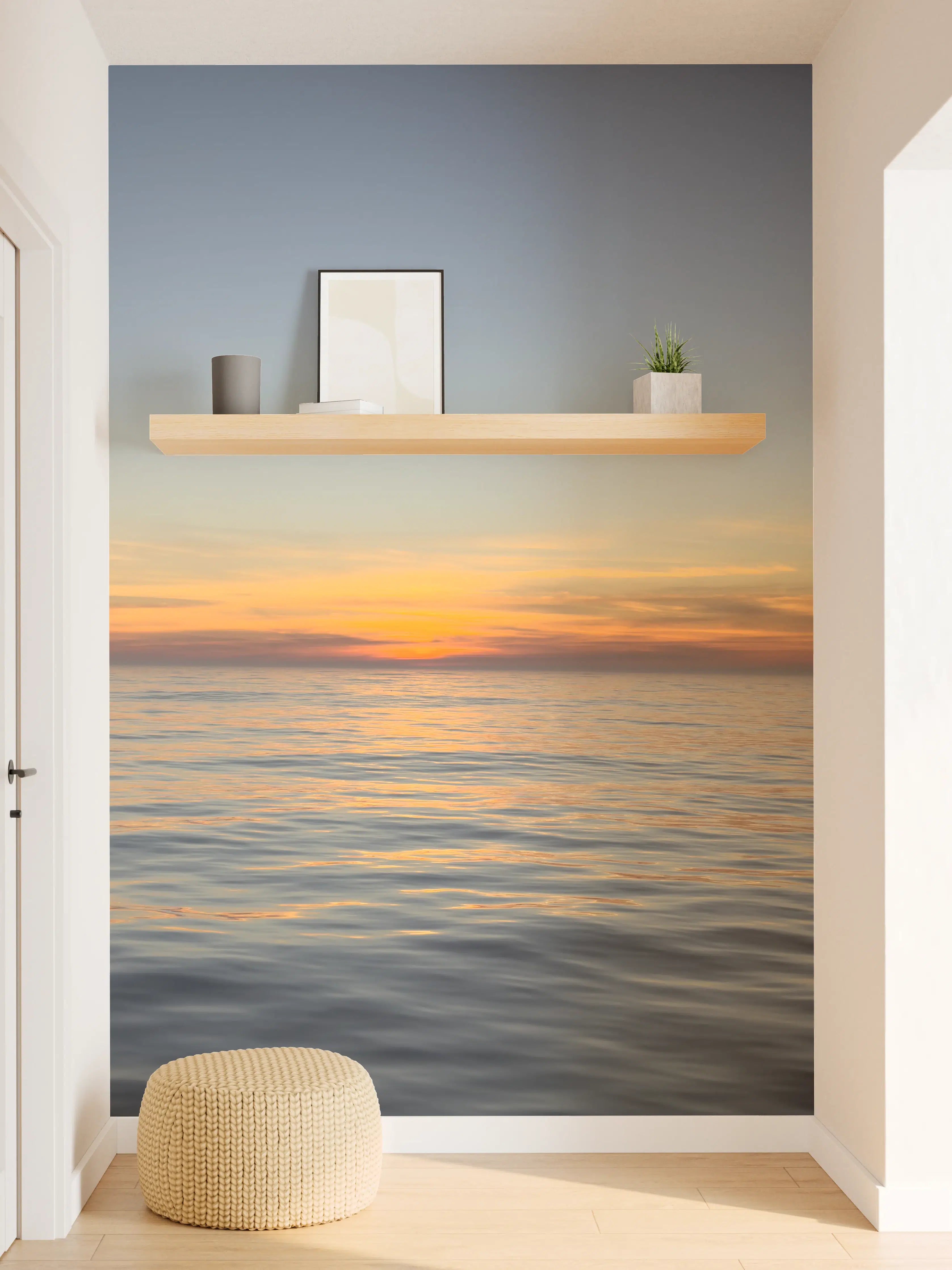 Wandverkleidung Flur - Sonnenuntergang über ruhigem Meer