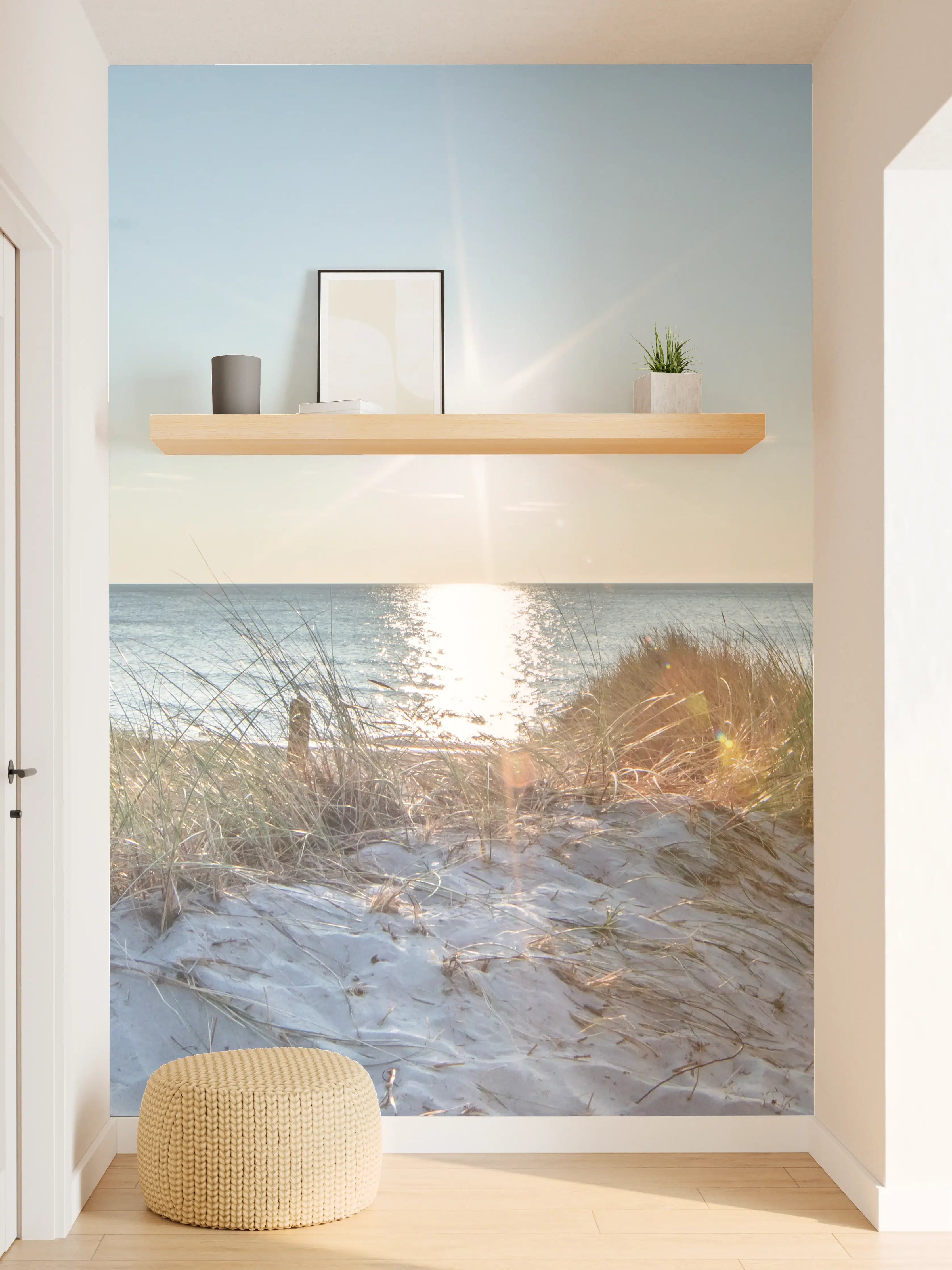 Wandverkleidung Flur - Sonniger Strandspaziergang bei Sonnenuntergang