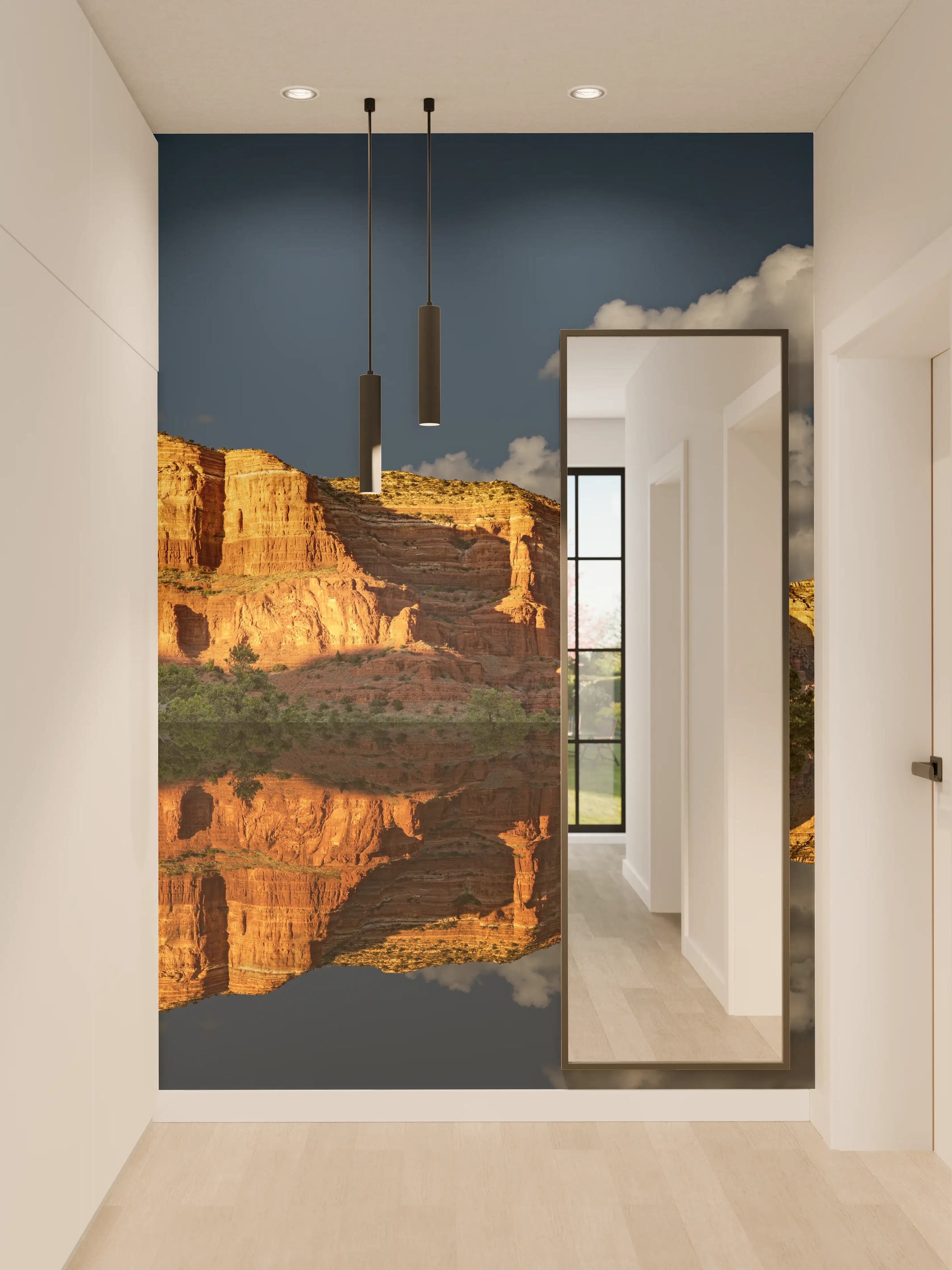 Wandverkleidung Flur - Spektakuläre Felsformation bei Sonnenuntergang