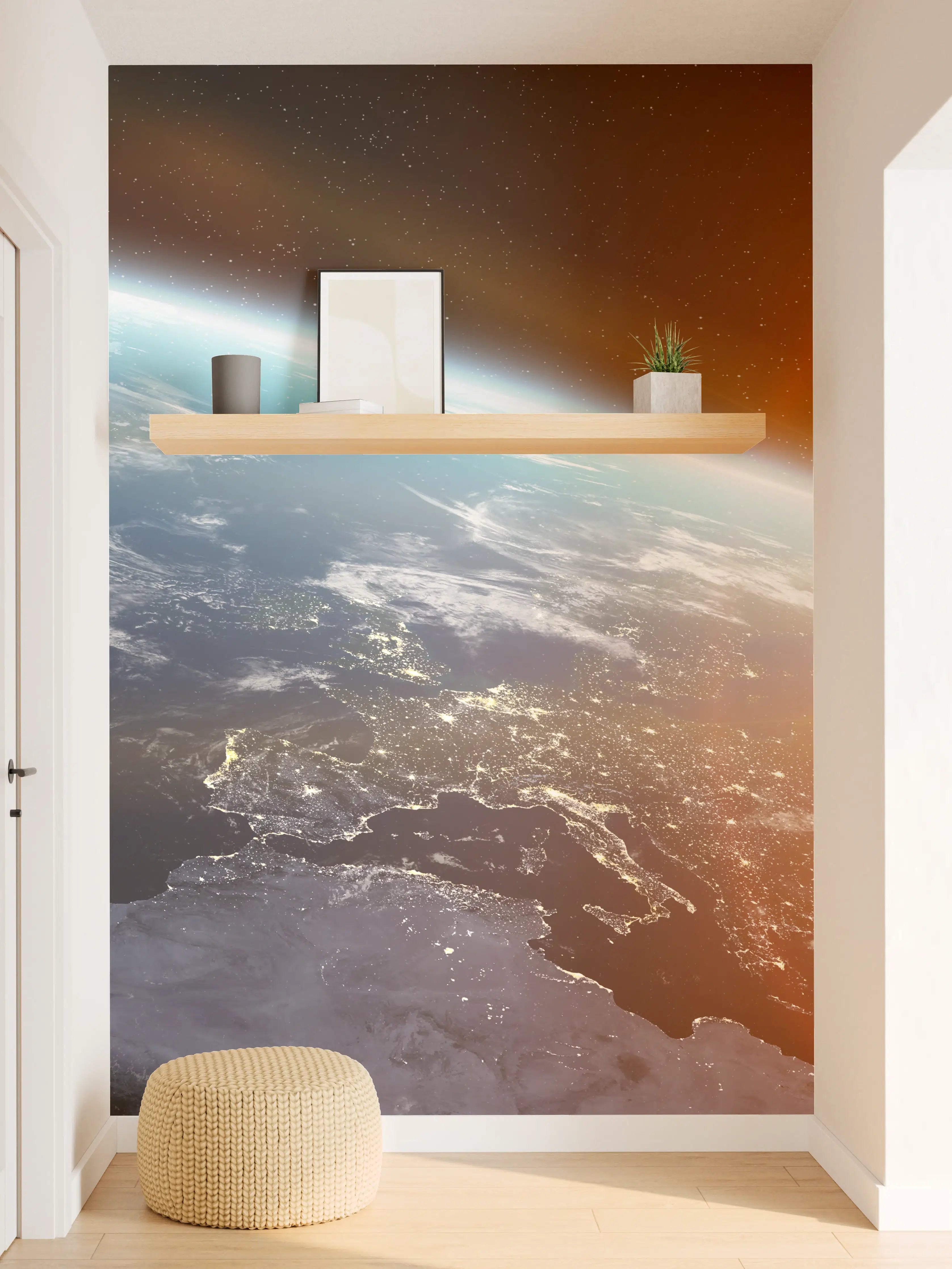 Wandverkleidung Flur - Spektakulärer Blick auf die Erde bei Sonnenaufgang