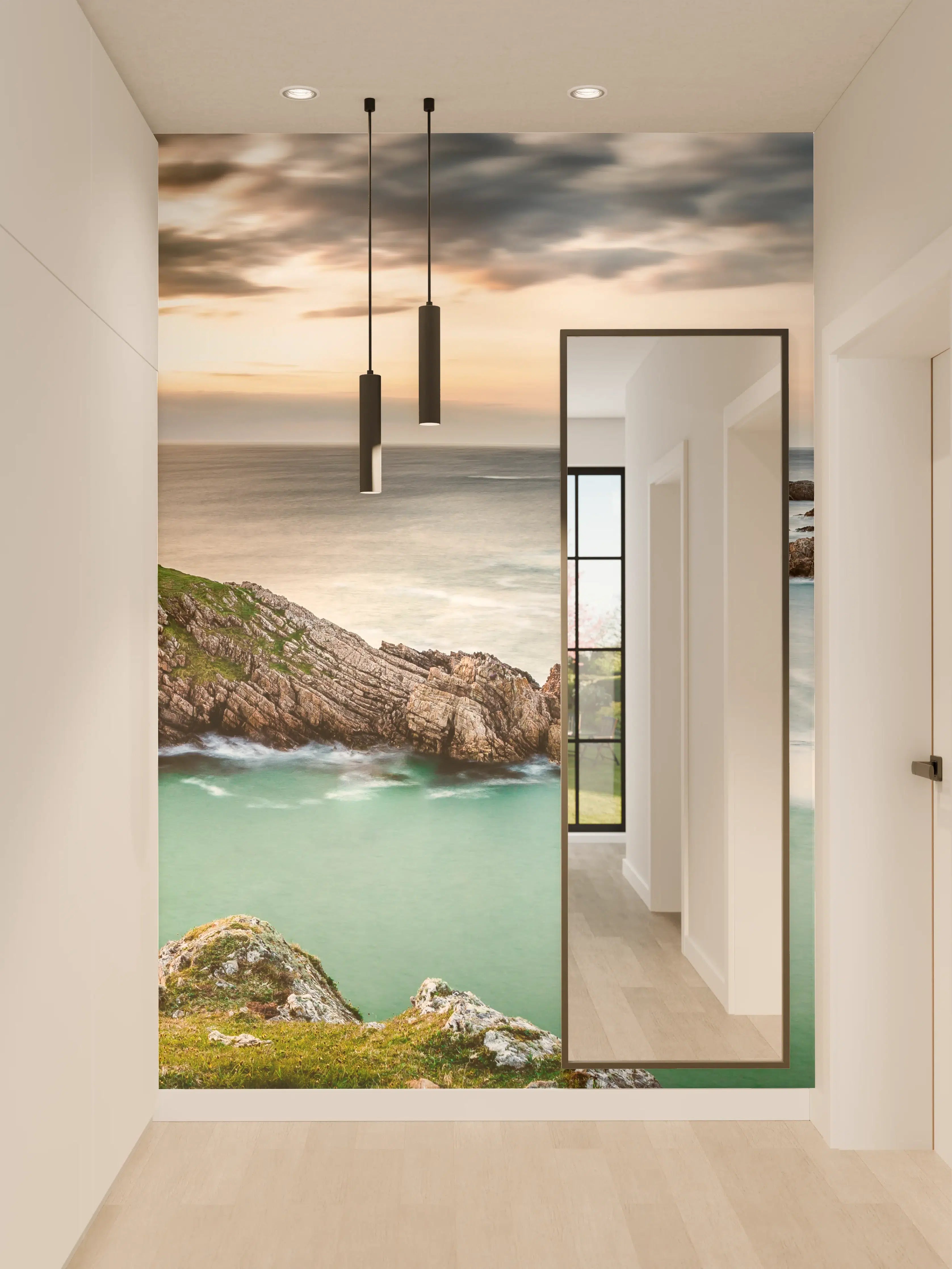 Wandverkleidung Flur - Spektakulärer Küstenblick bei Sonnenuntergang