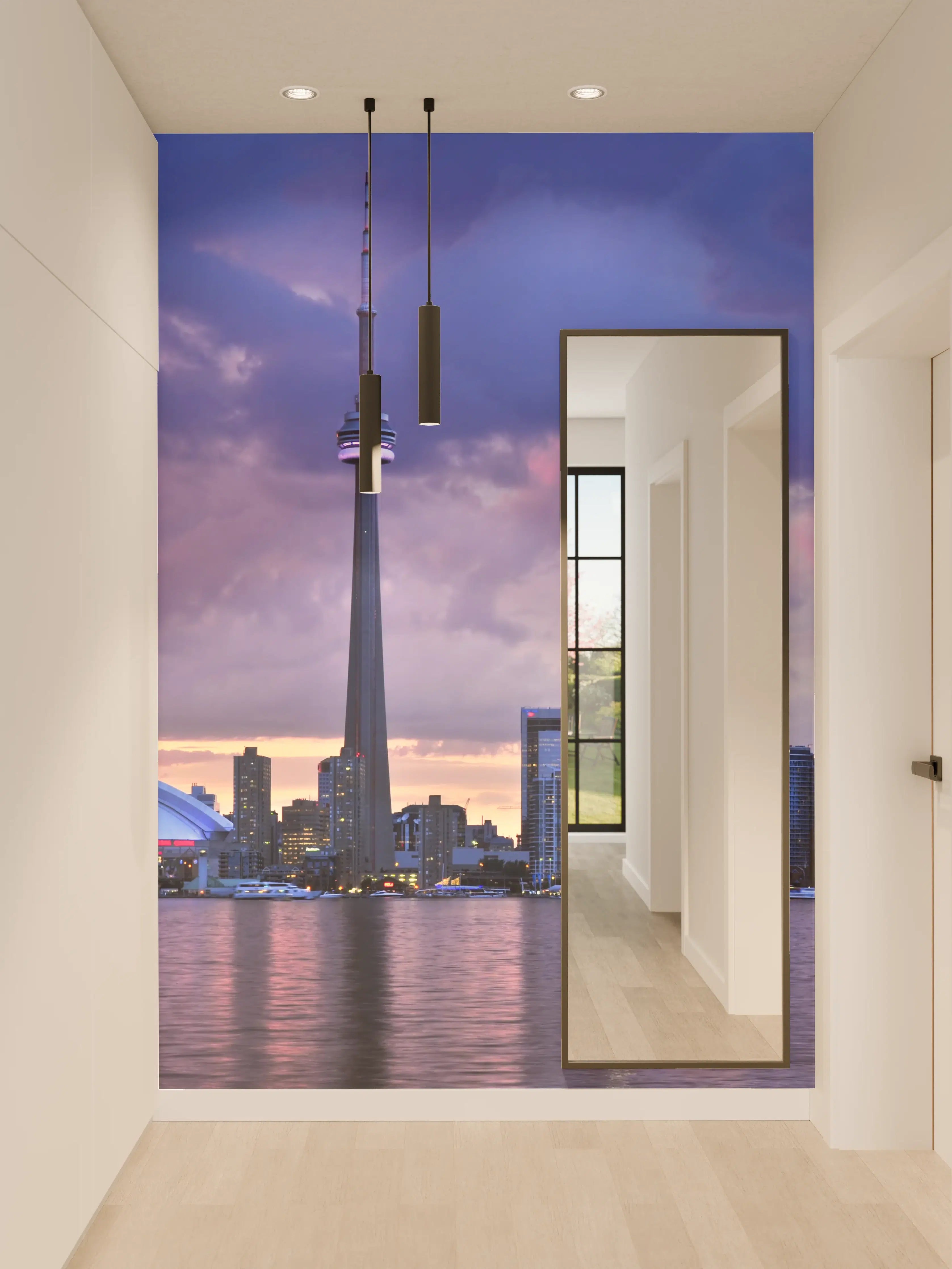 Wandverkleidung Flur - Spektakulärer Skyline bei Sonnenuntergang