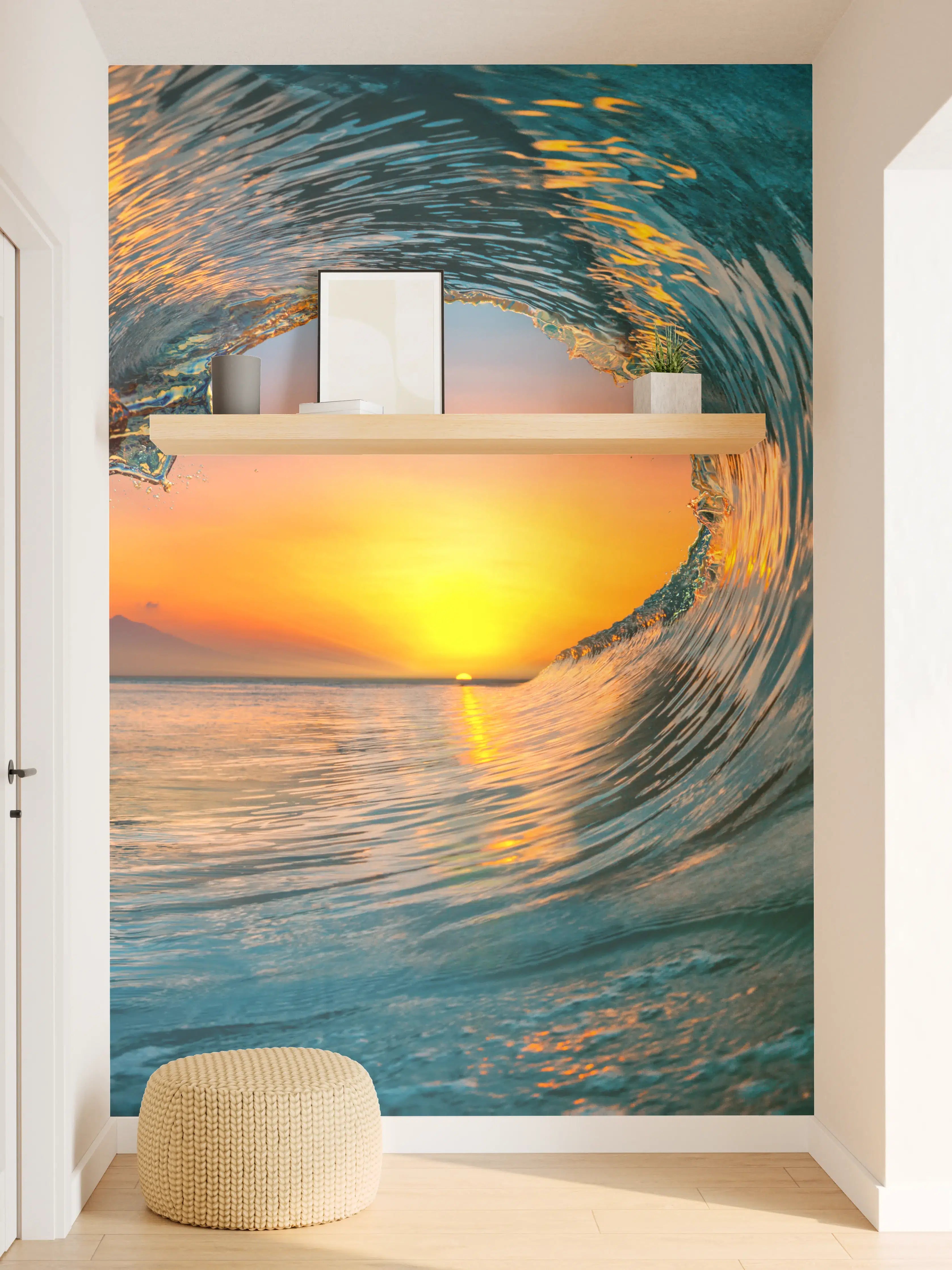 Wandverkleidung Flur - Spektakulärer Sonnenuntergang hinter Welle