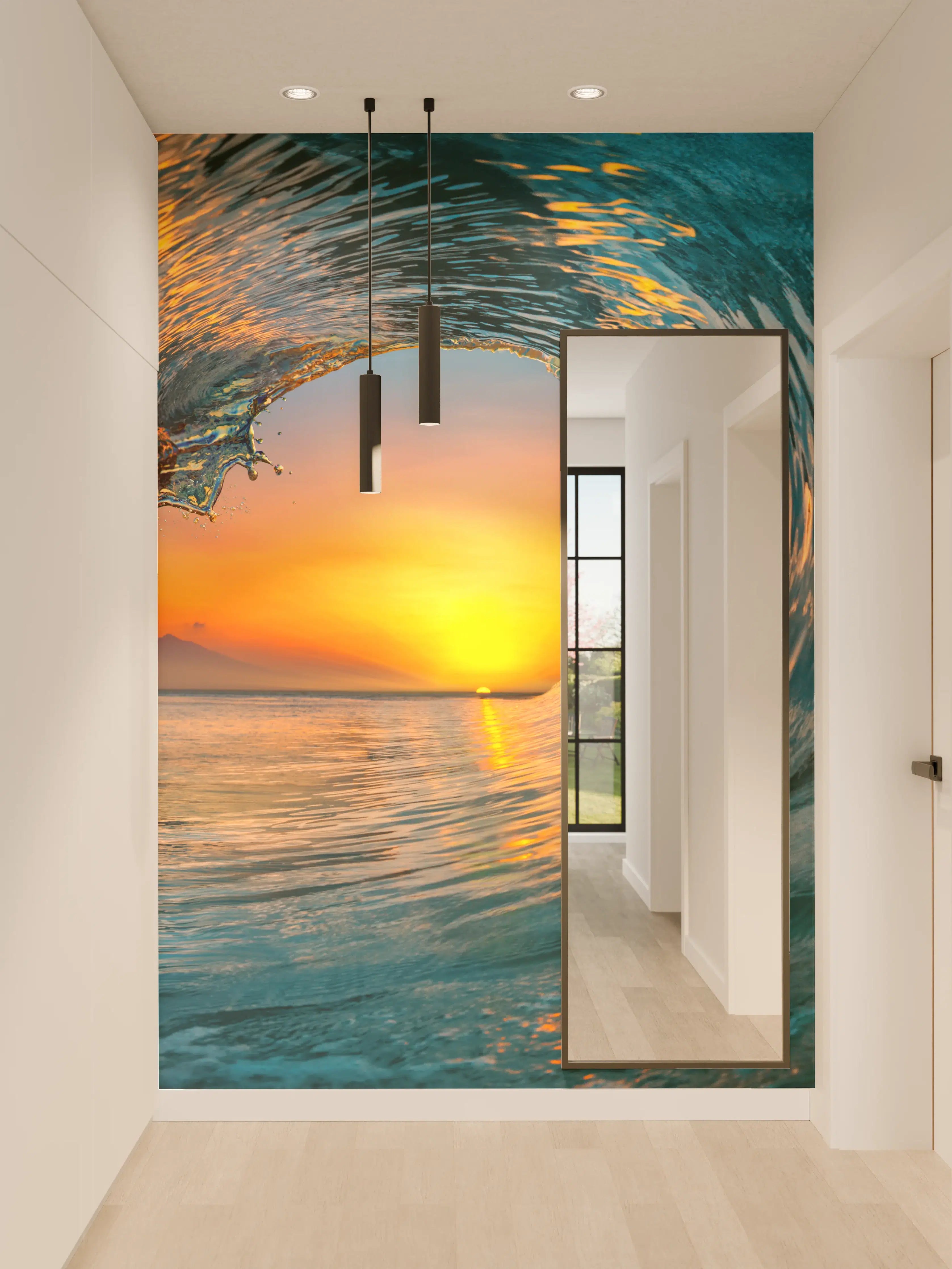 Wandverkleidung Flur - Spektakulärer Sonnenuntergang hinter Welle