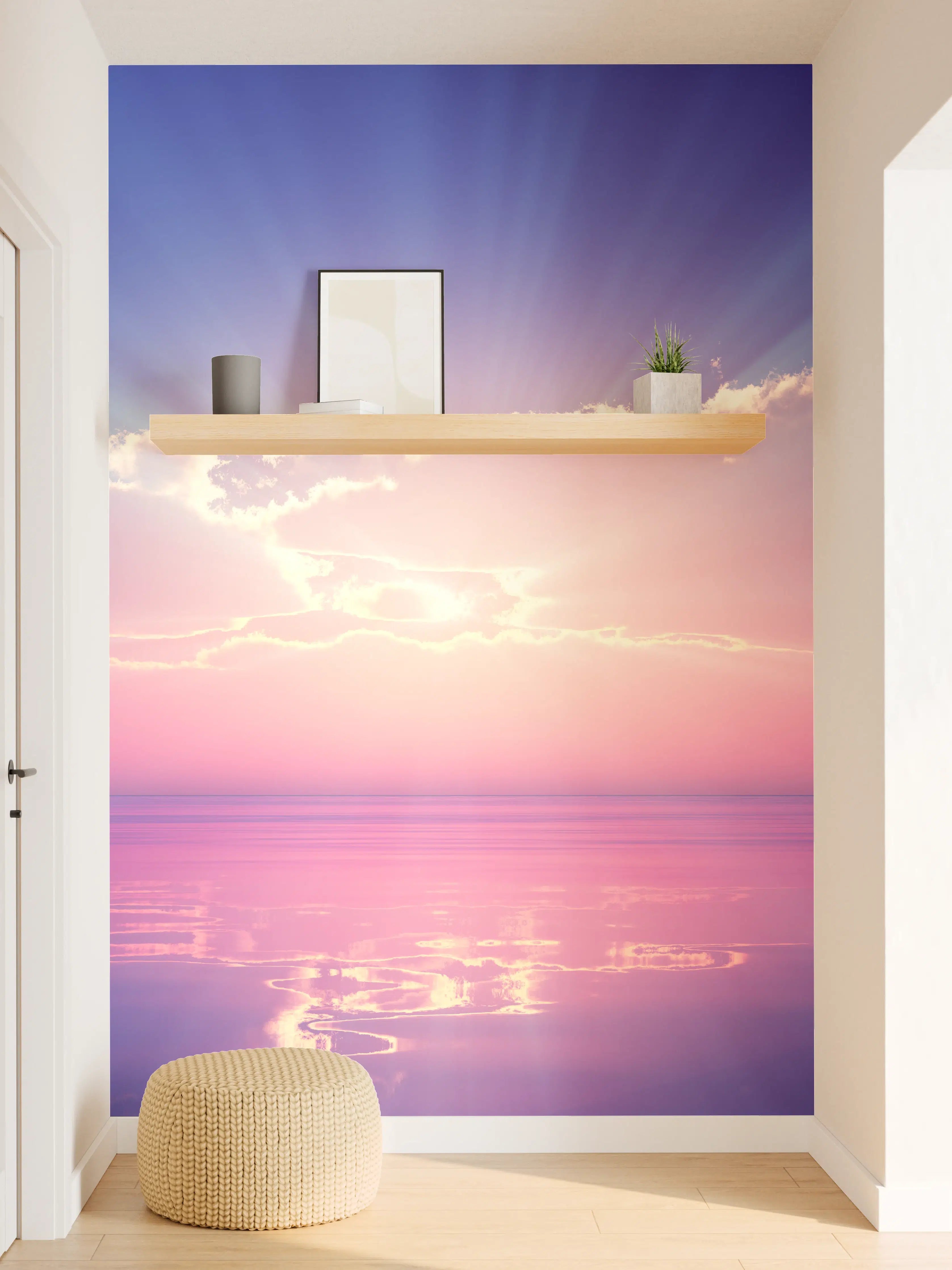 Wandverkleidung Flur - Spektakulärer Sonnenuntergang über dem Wasser mit beeindruckender Lichtstimmung