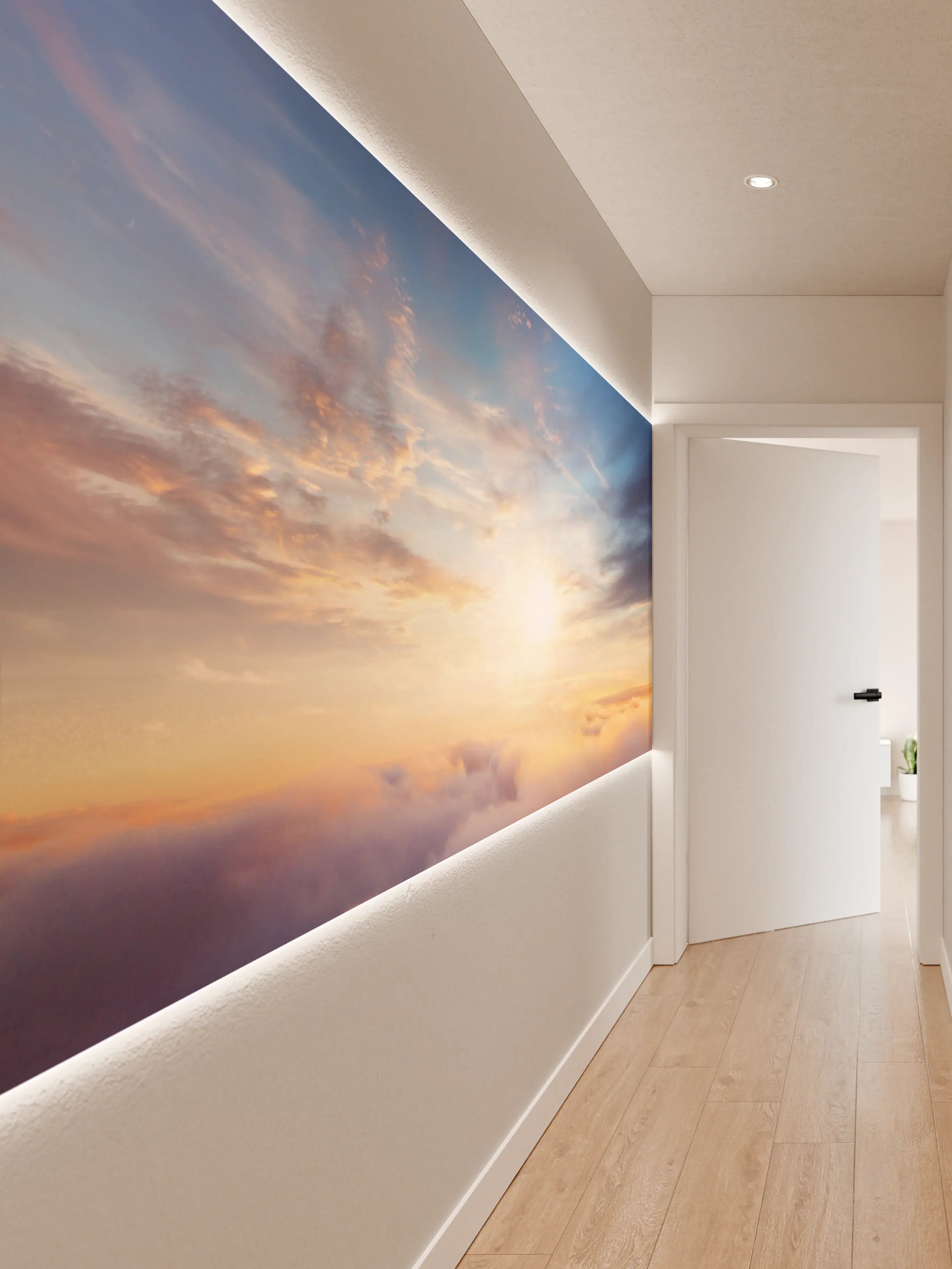 Wandverkleidung Flur - Spektakulärer Sonnenuntergang über den Wolken