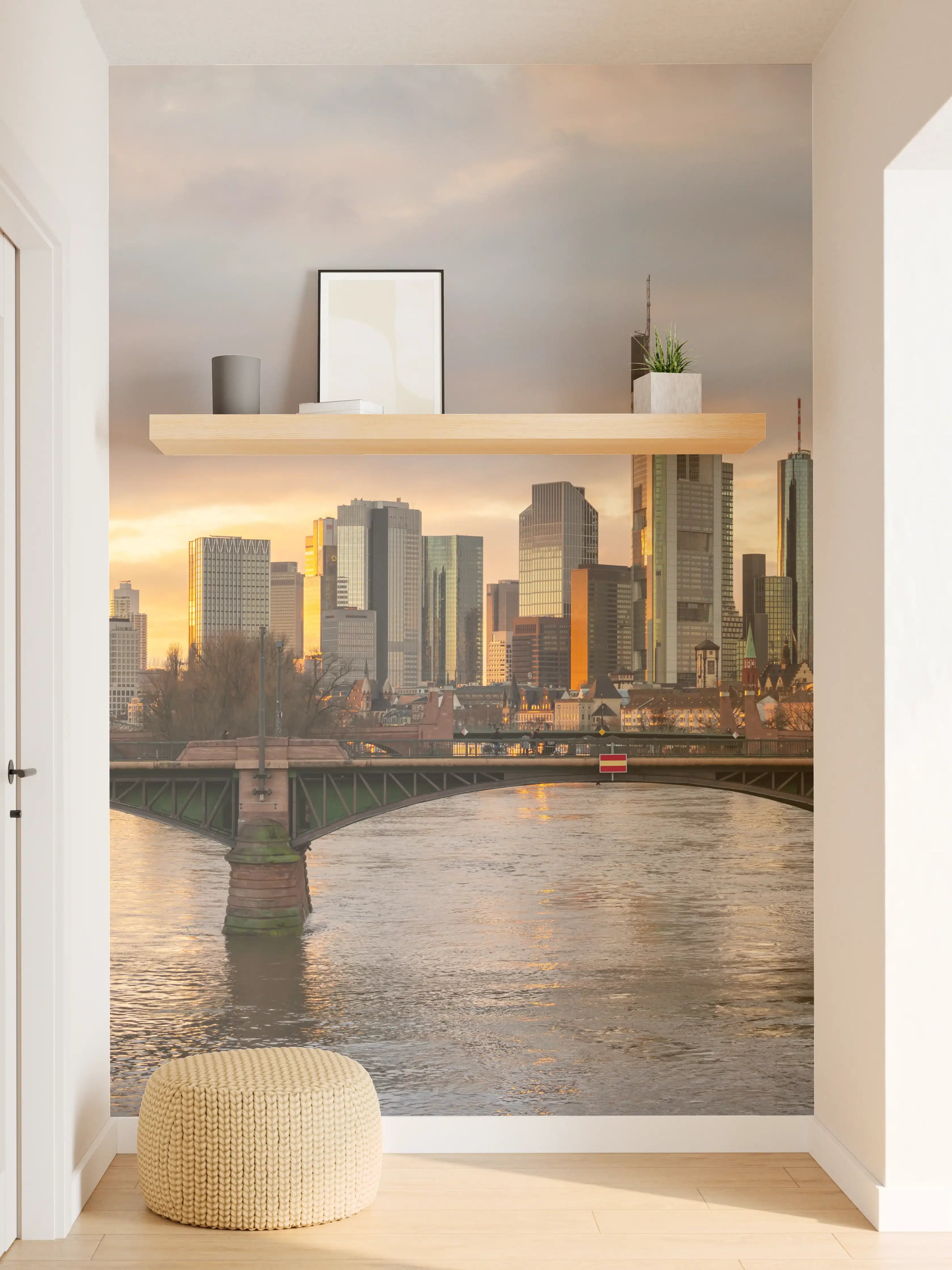 Wandverkleidung Flur - Stadt-Skyline im Abendlicht