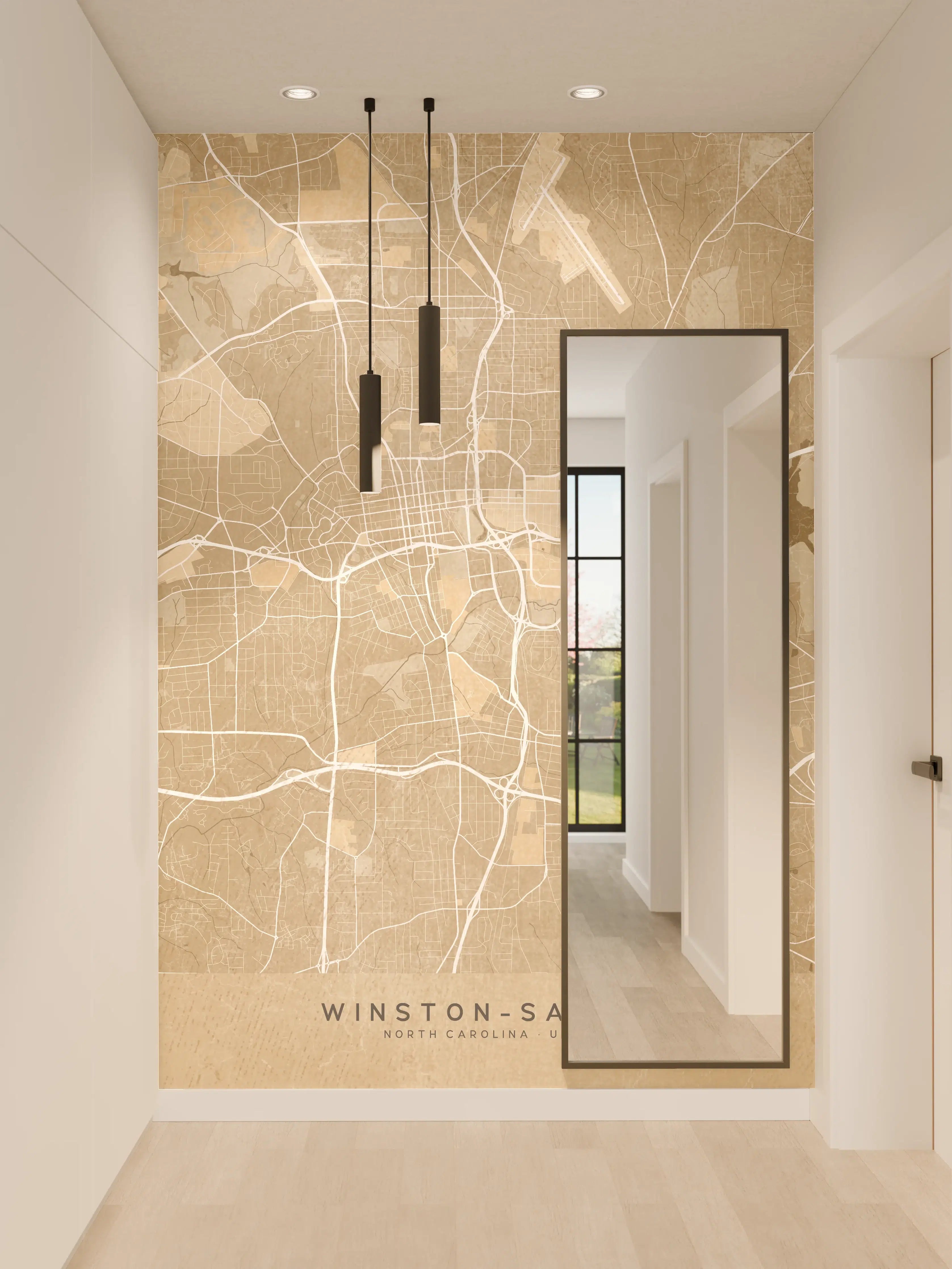 Wandverkleidung Flur - Städtische Karte von Winston-Salem
