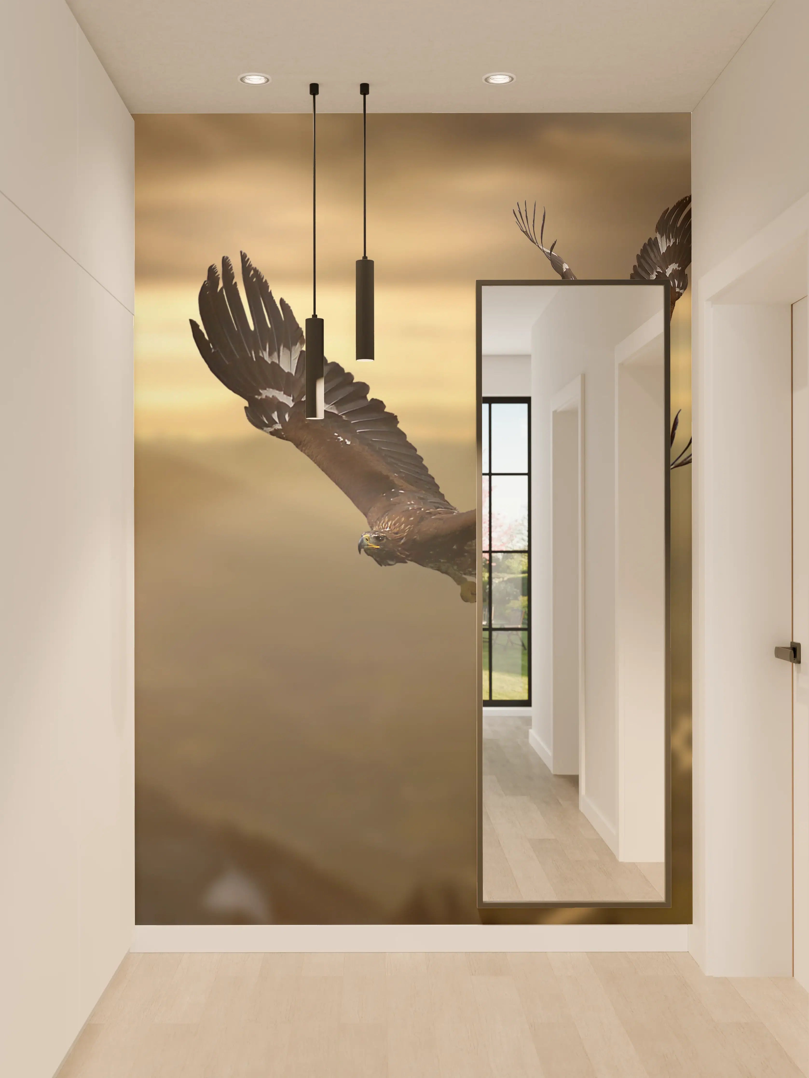 Wandverkleidung Flur - Steinadler an den Alpen