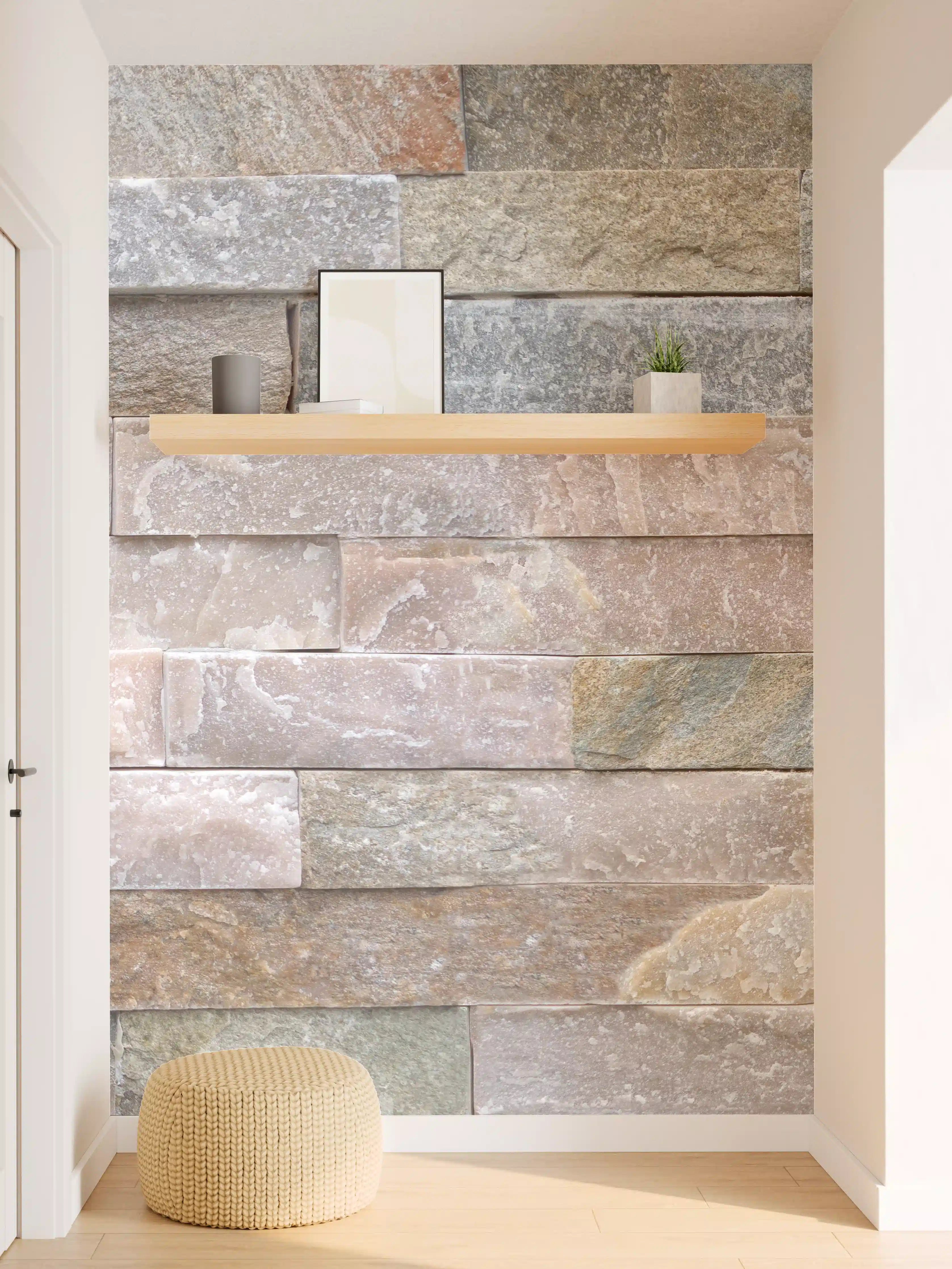 Wandverkleidung Flur - Steinwand aus groben