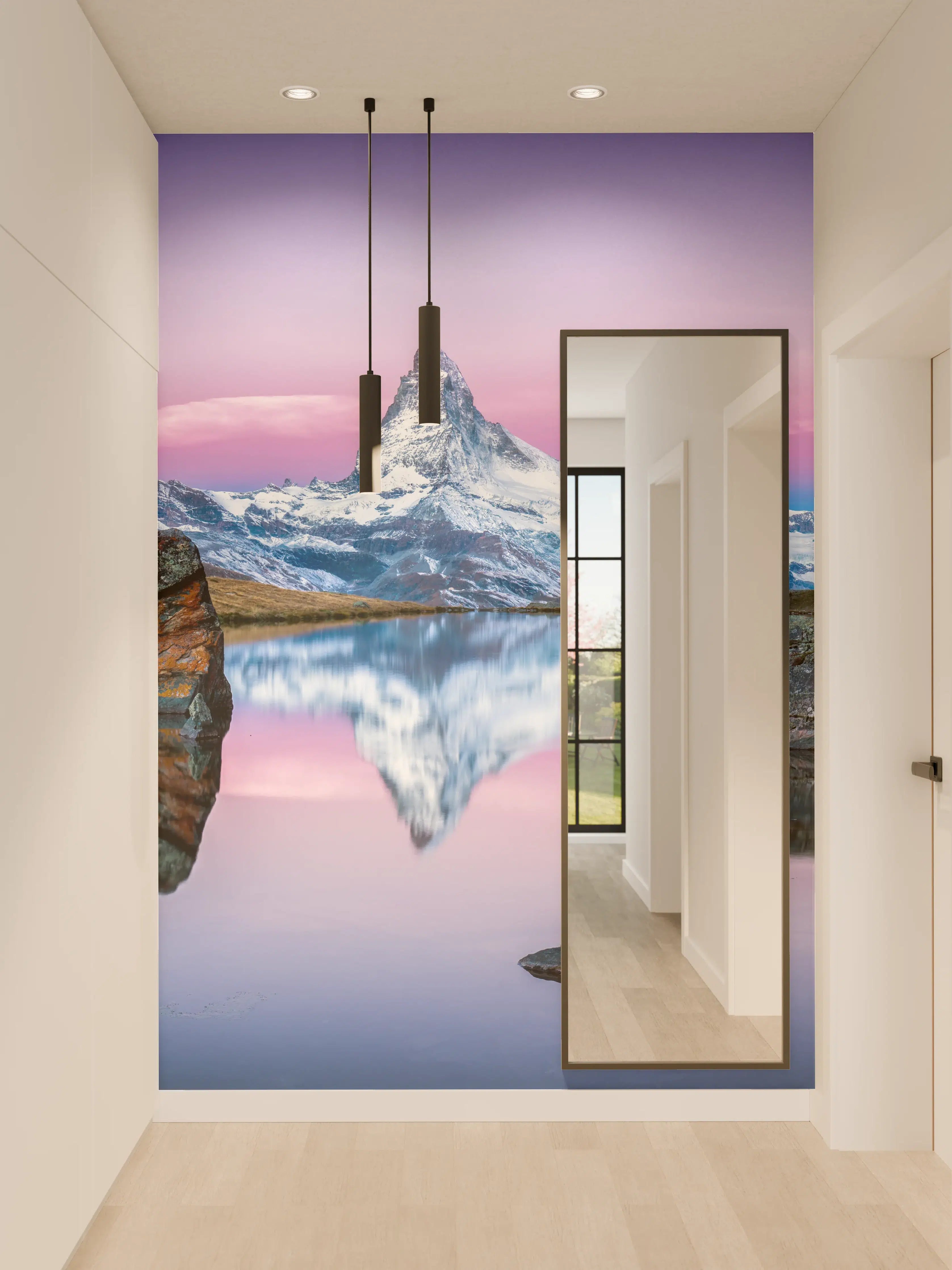 Wandverkleidung Flur - Stellisee in Schweiz - Matterhorn Panorama