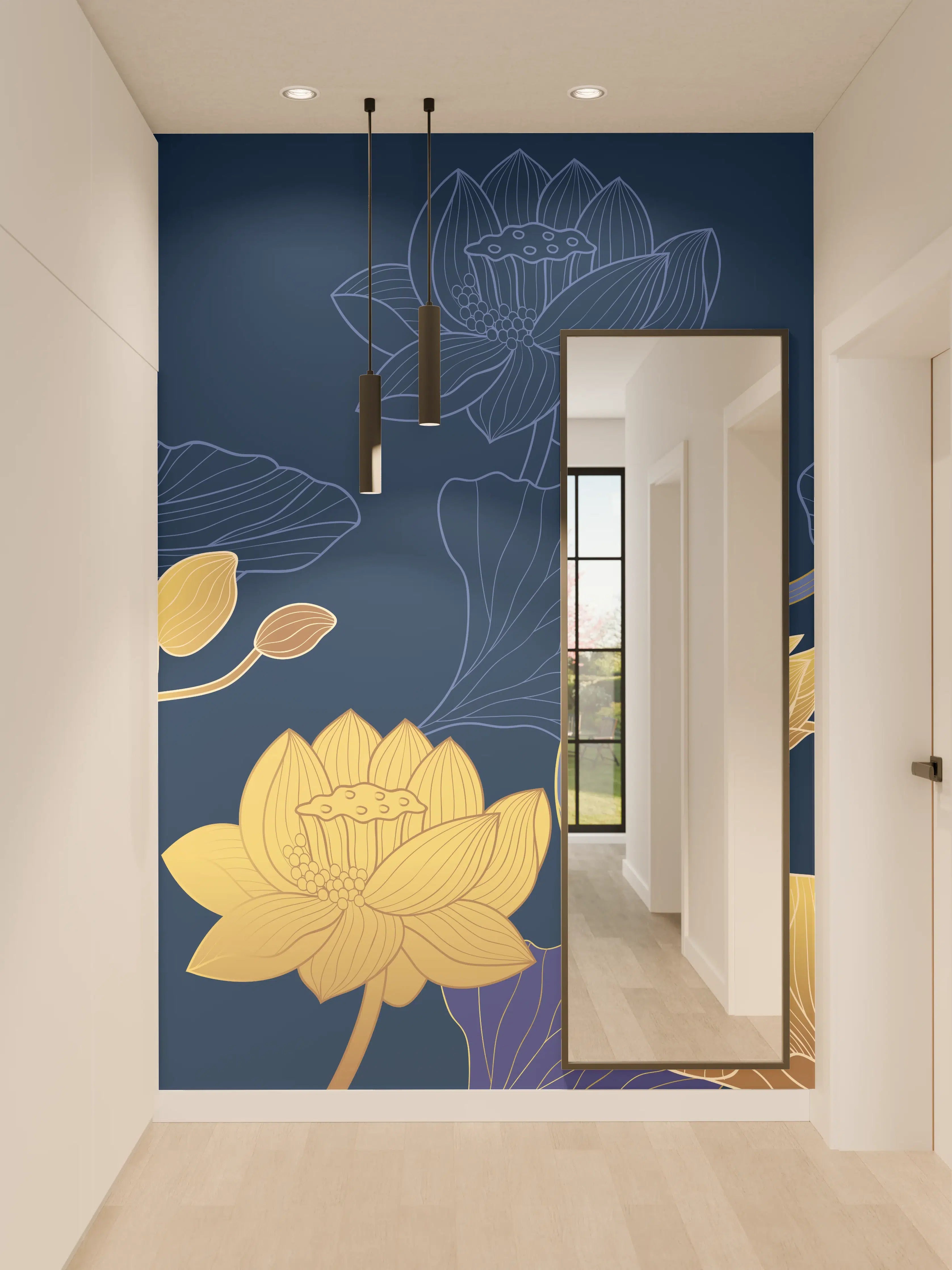Wandverkleidung Flur - Stilvolle Blumenmuster Tapete
