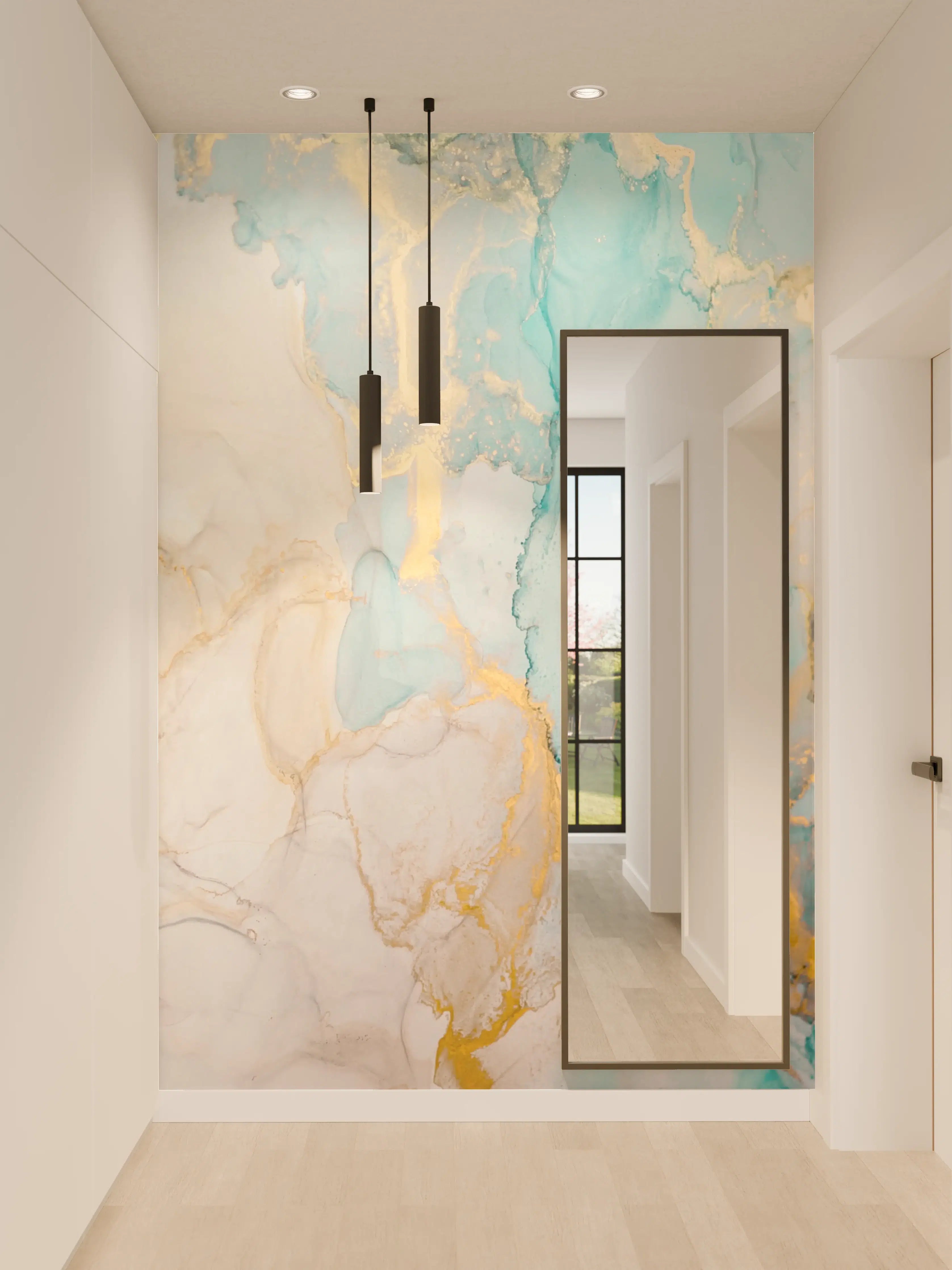 Wandverkleidung Flur - Stilvolle Grau-Weiß Marmor-Optik Wanddesign