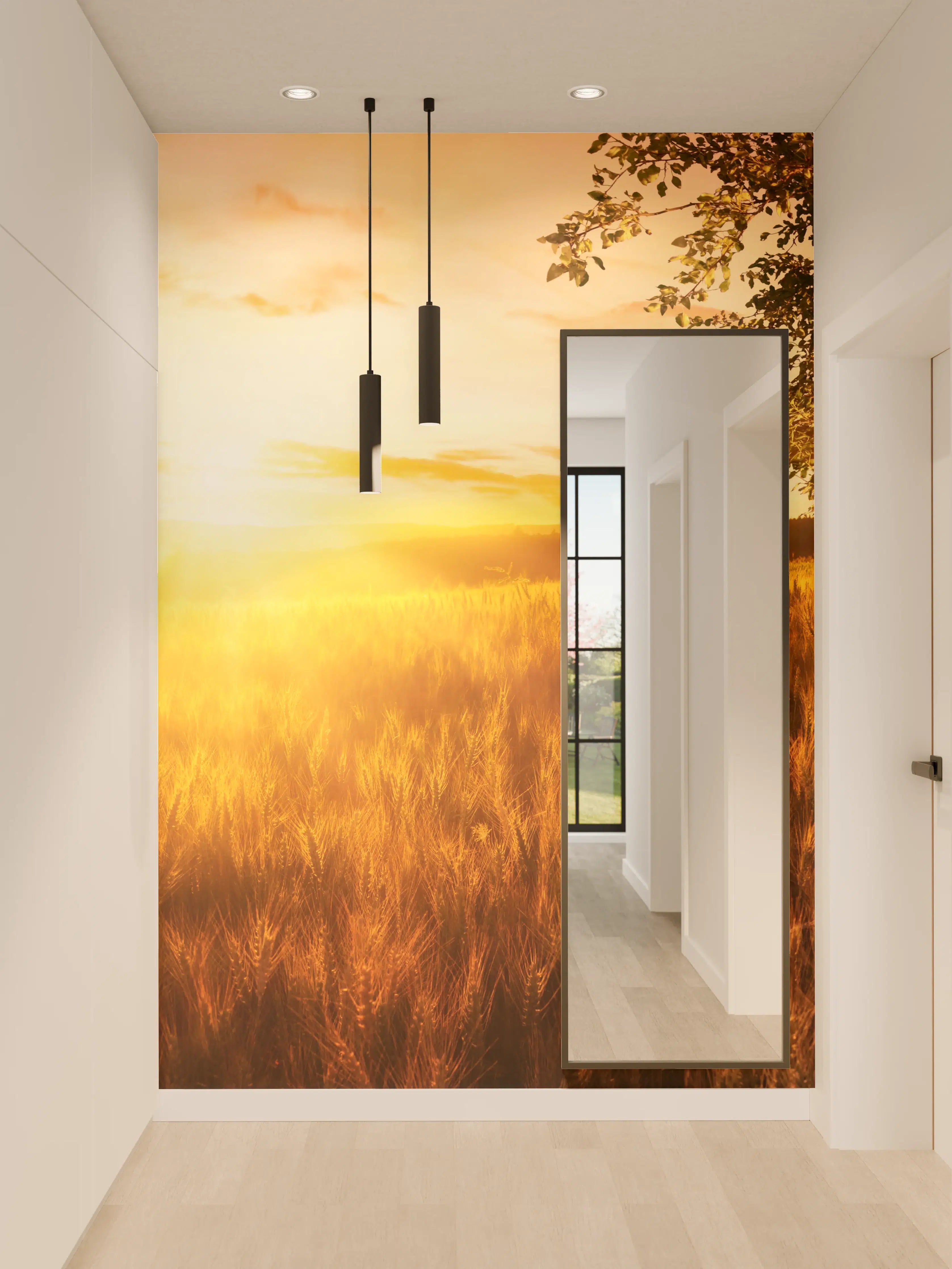 Wandverkleidung Flur - Stimmungsvolle Sonnenuntergangslandschaft
